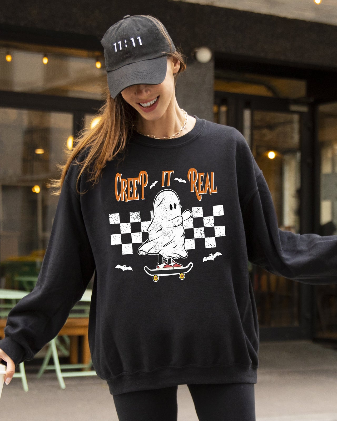 Creep It Real Ghost Skeleton Witch Halloween Meme Costume Night Spook Edition Sweatshirt