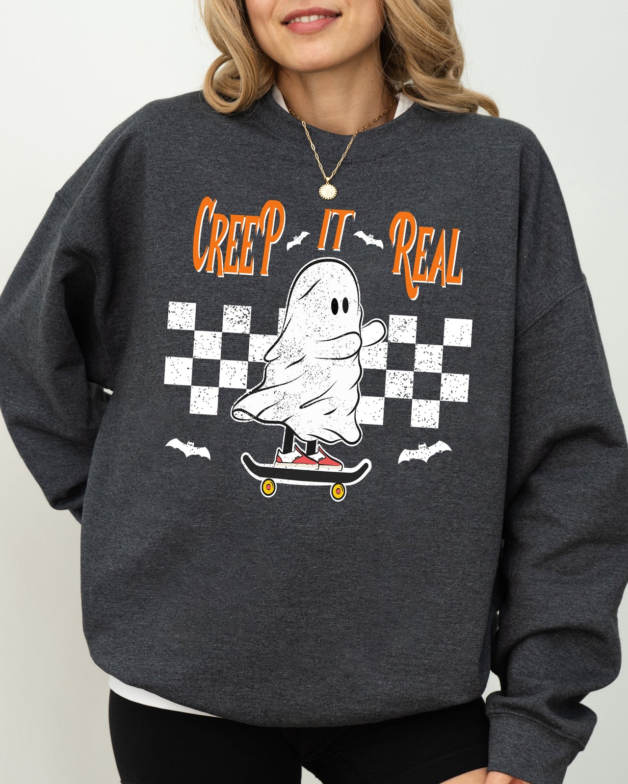 Creep It Real Ghost Skeleton Witch Halloween Meme Costume Night Spook Edition Sweatshirt