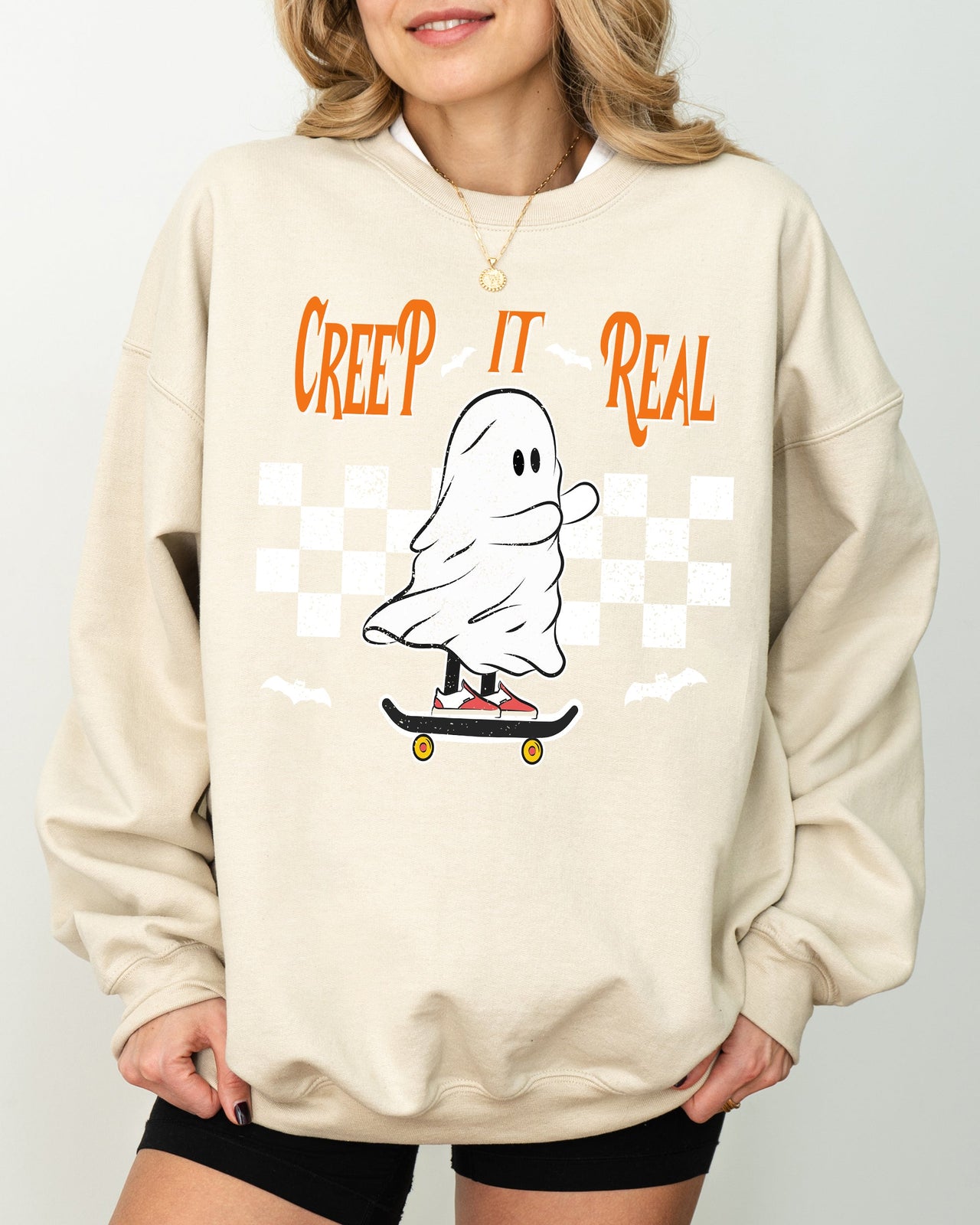 Creep It Real Ghost Skeleton Witch Halloween Meme Costume Night Spook Edition Sweatshirt