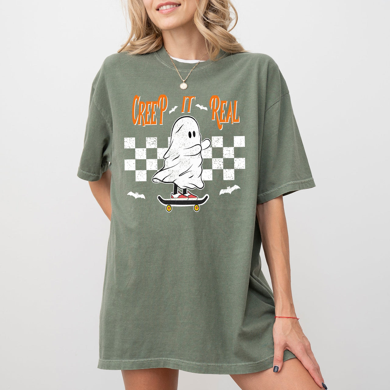 Creep It Real Ghost Skeleton Spooky Witch Halloween Costume T Shirt Comfort Colors Tee