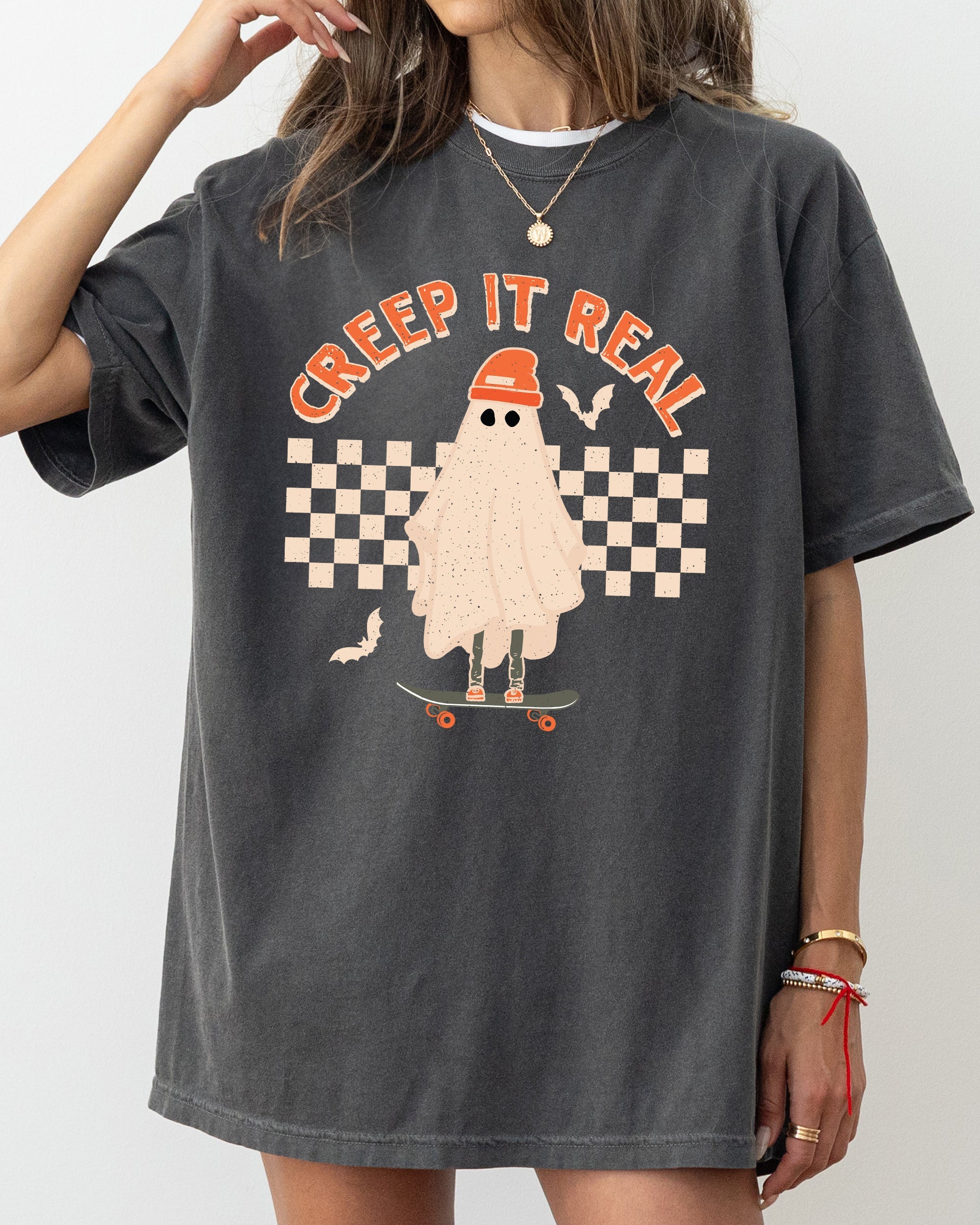 Creep It Real Retro Ghost Skeleton Funny Spooky Witch Aesthetic Meme Halloween Costume Comfort Colors Tee