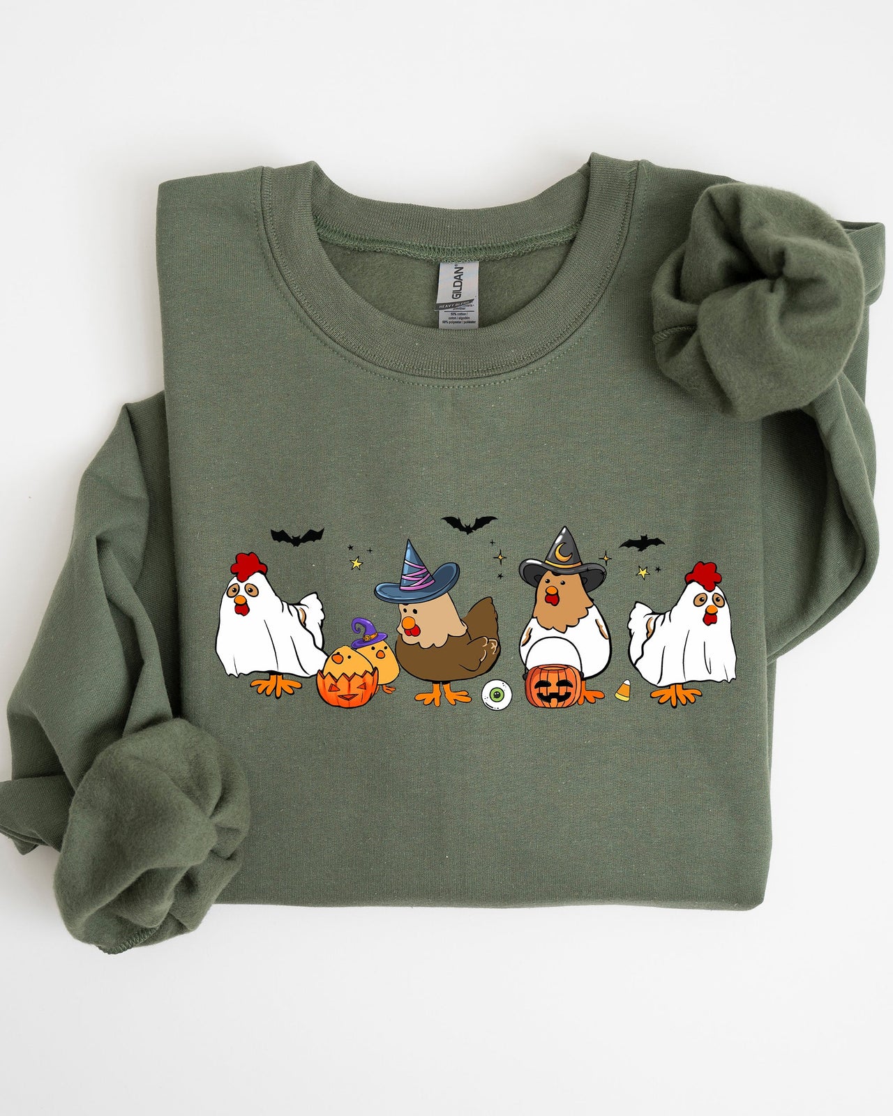 Mini Chickens Witch Skeleton Meme Halloween Aesthetic Funny Spooky Costume Sweatshirt