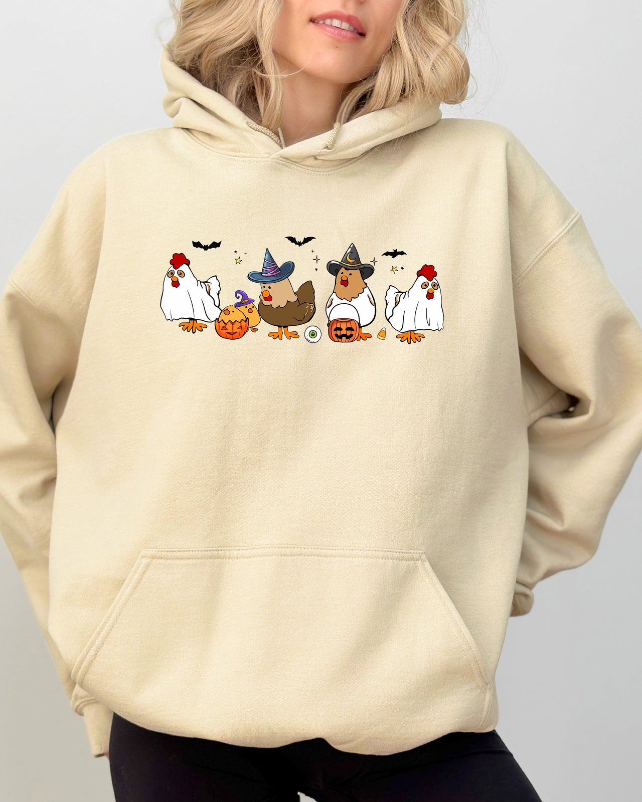 Mini Chickens Witch Skeleton Funny Spooky Aesthetic Meme Halloween Costume Graphic Hoodie