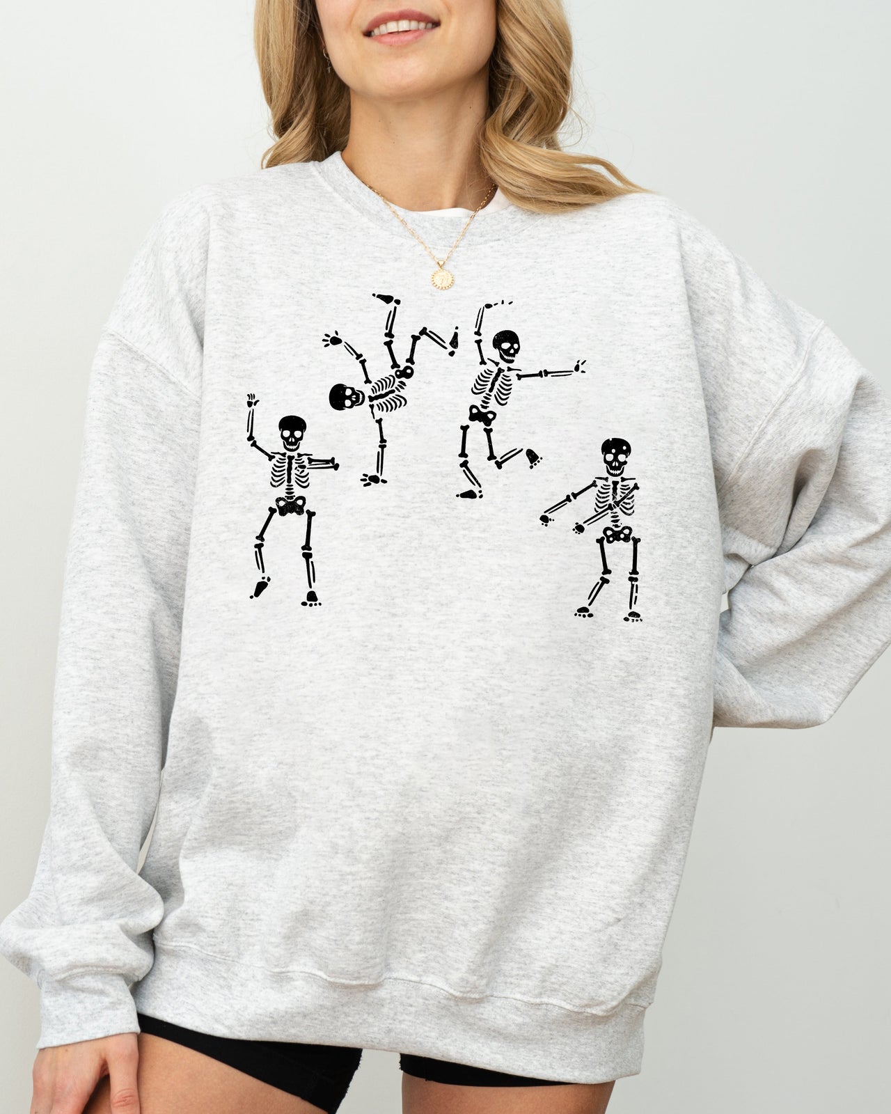 Funny Dancing Skeletons Witch Skull Halloween Meme Costume Graphic Design Sweatshirt