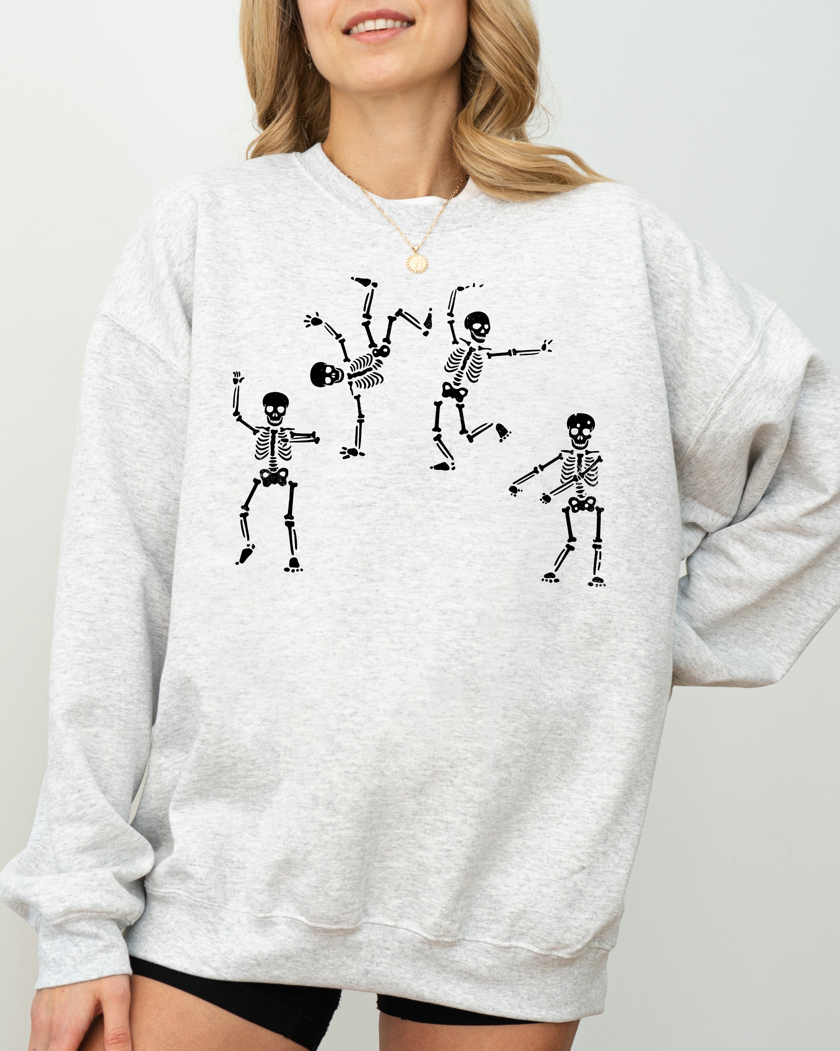 Funny Dancing Skeletons Witch Skull Halloween Meme Costume Graphic Design Sweatshirt