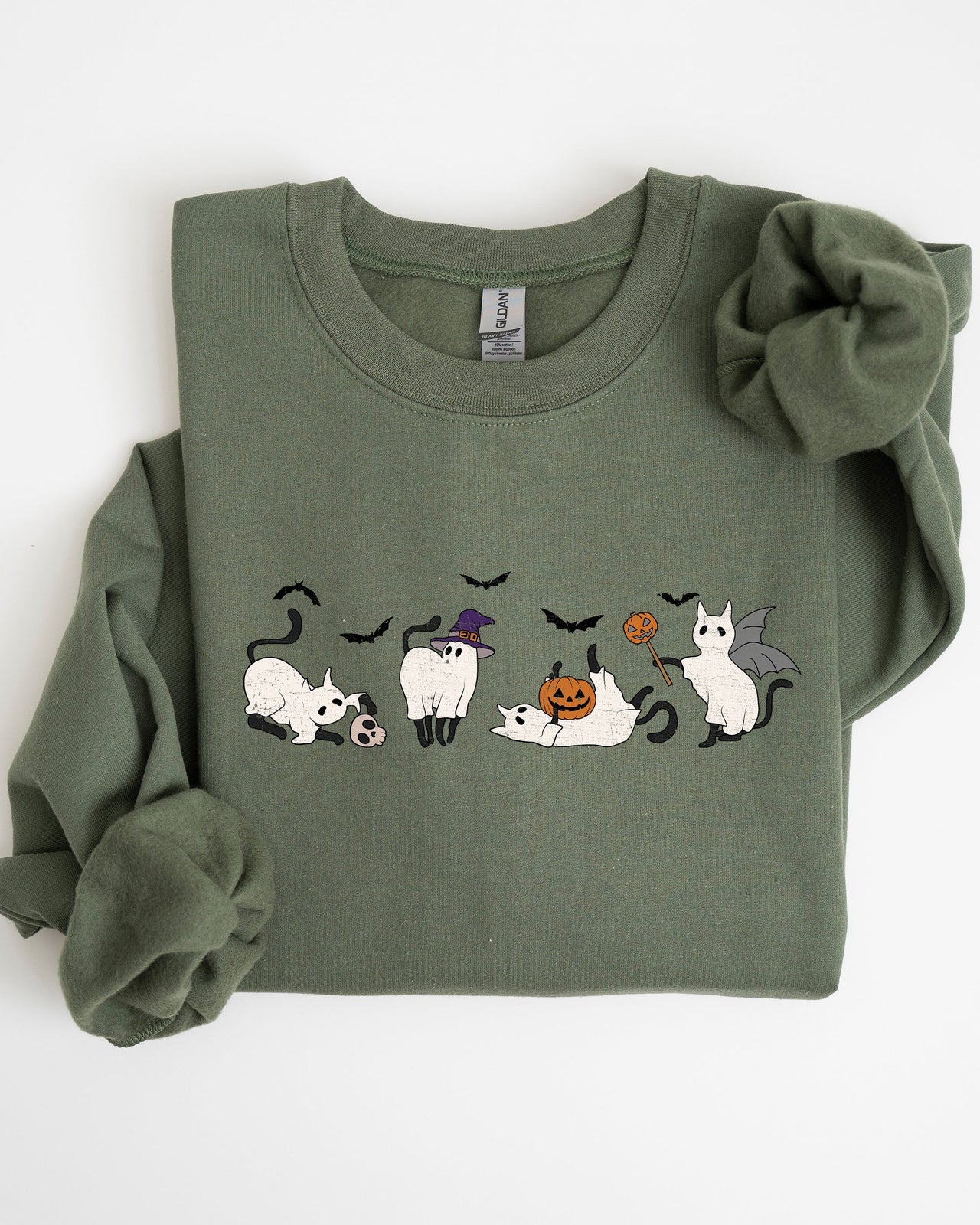 Mini Ghost Cats Farm Witch Skull Halloween Spooky Seasonal Favorite For Halloween Lovers Graphic Sweatshirt