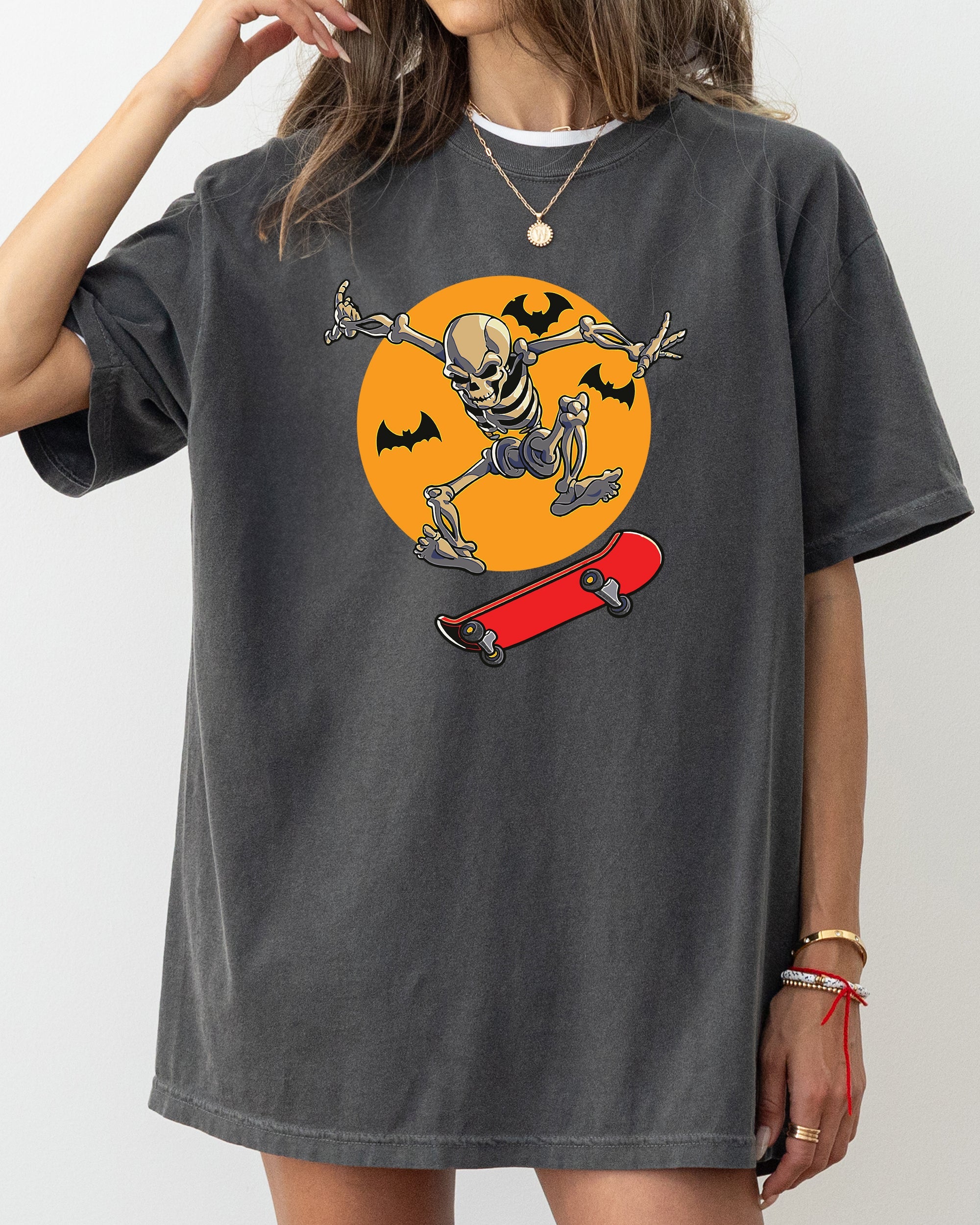 Skateboarding Skeleton Ghost Farm Witch Skull Meme Halloween Aesthetic Comfort Colors Tee