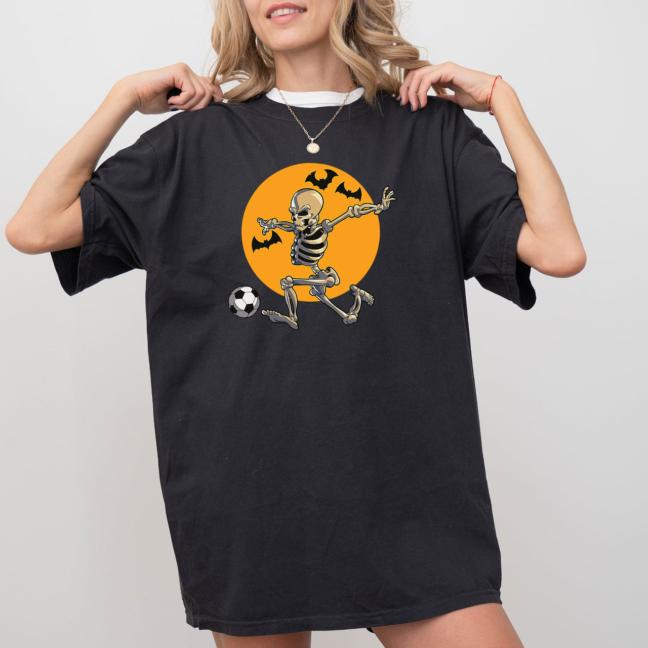 Football Player Skeleton Ghost Farm Witch Skull Meme Halloween Costume Comfort Colors Tee