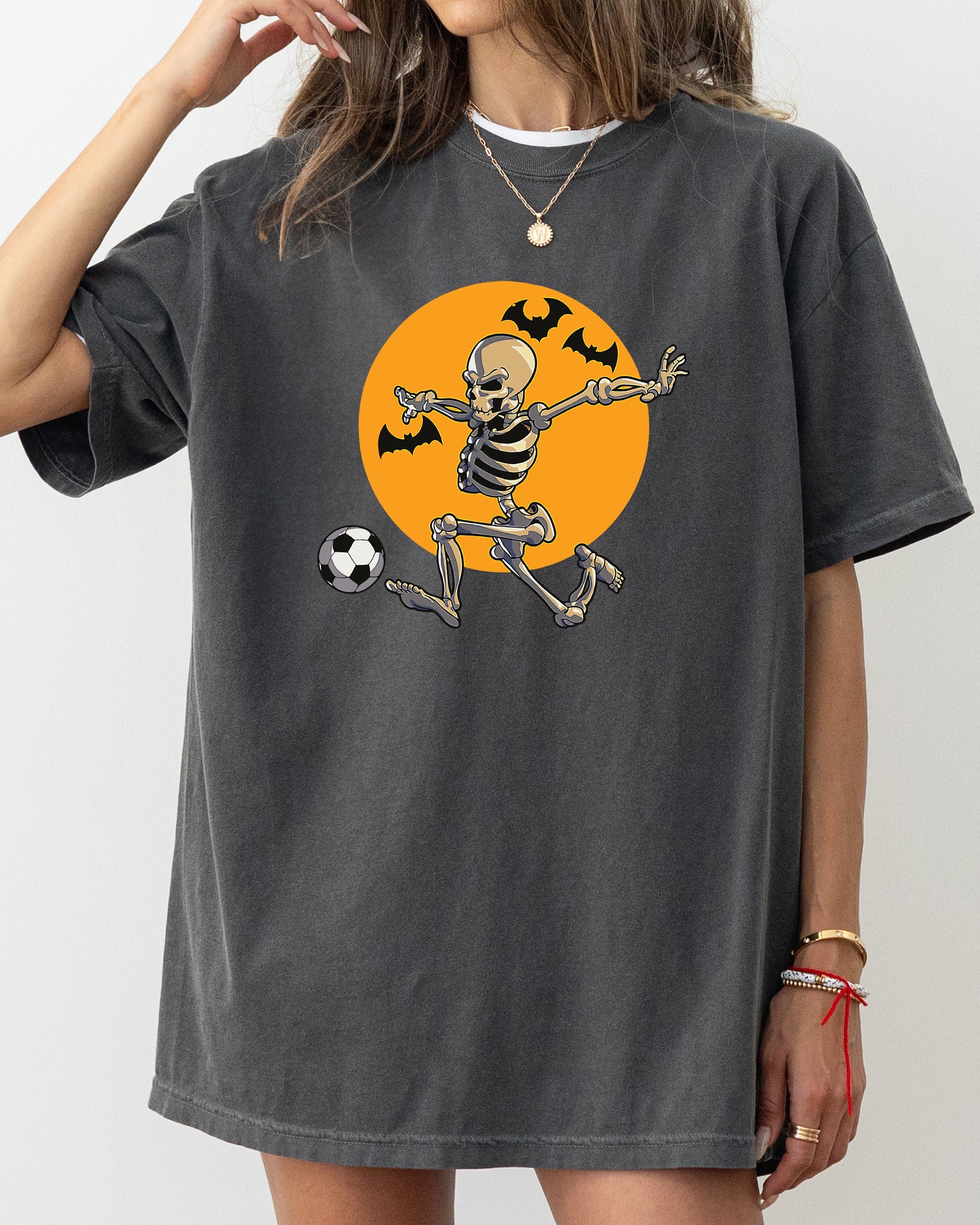 Football Player Skeleton Ghost Farm Witch Skull Meme Halloween Costume Comfort Colors Tee