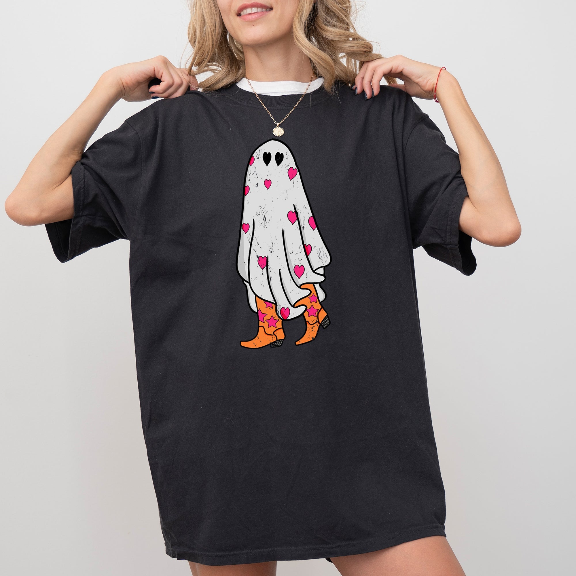 Cowgirl Ghost Western Skeleton Witch Skull Halloween Costume Graphic Comfort Colors Tee