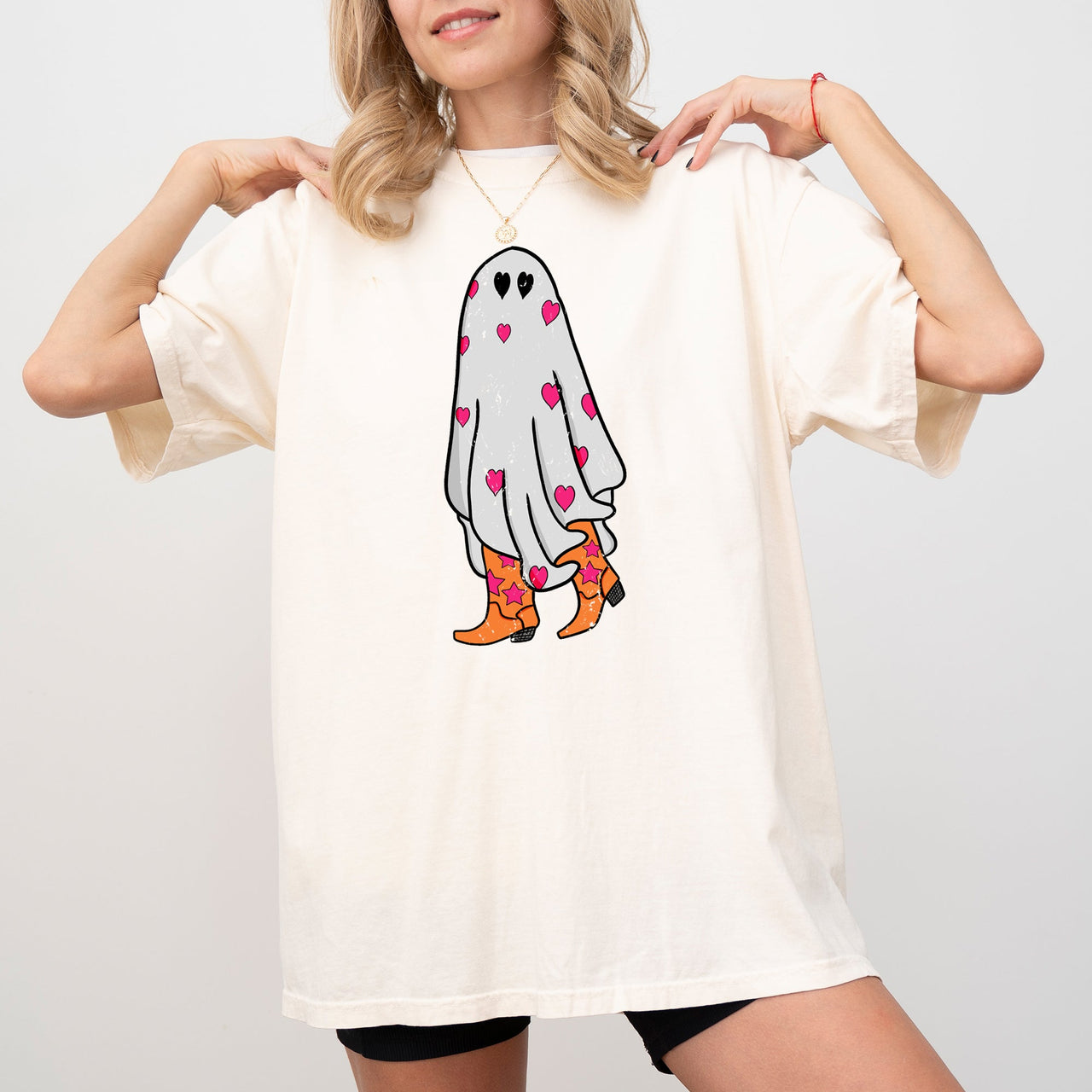 Cowgirl Ghost Western Skeleton Witch Skull Halloween Costume Graphic Comfort Colors Tee