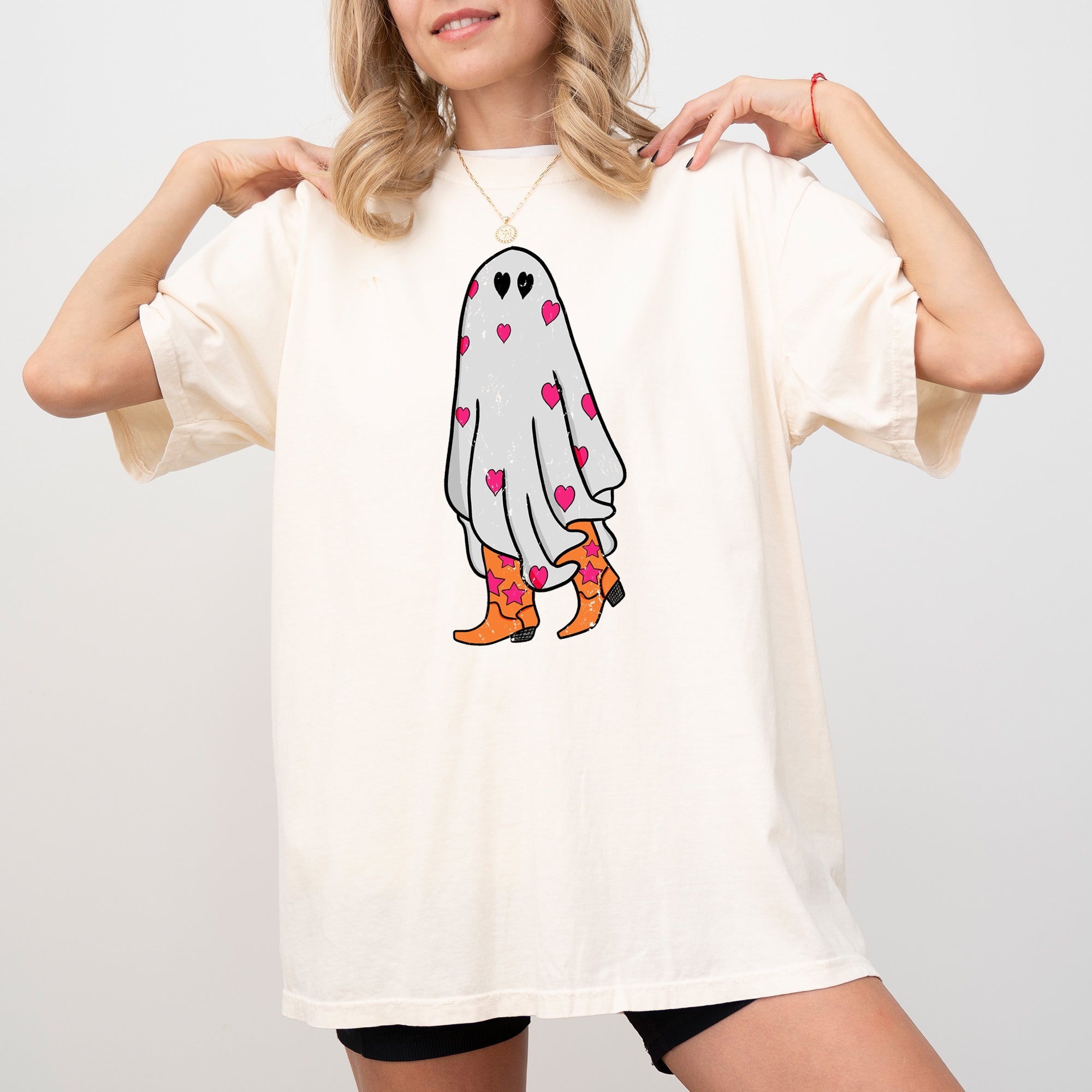 Cowgirl Ghost Western Skeleton Witch Skull Halloween Costume Graphic Comfort Colors Tee