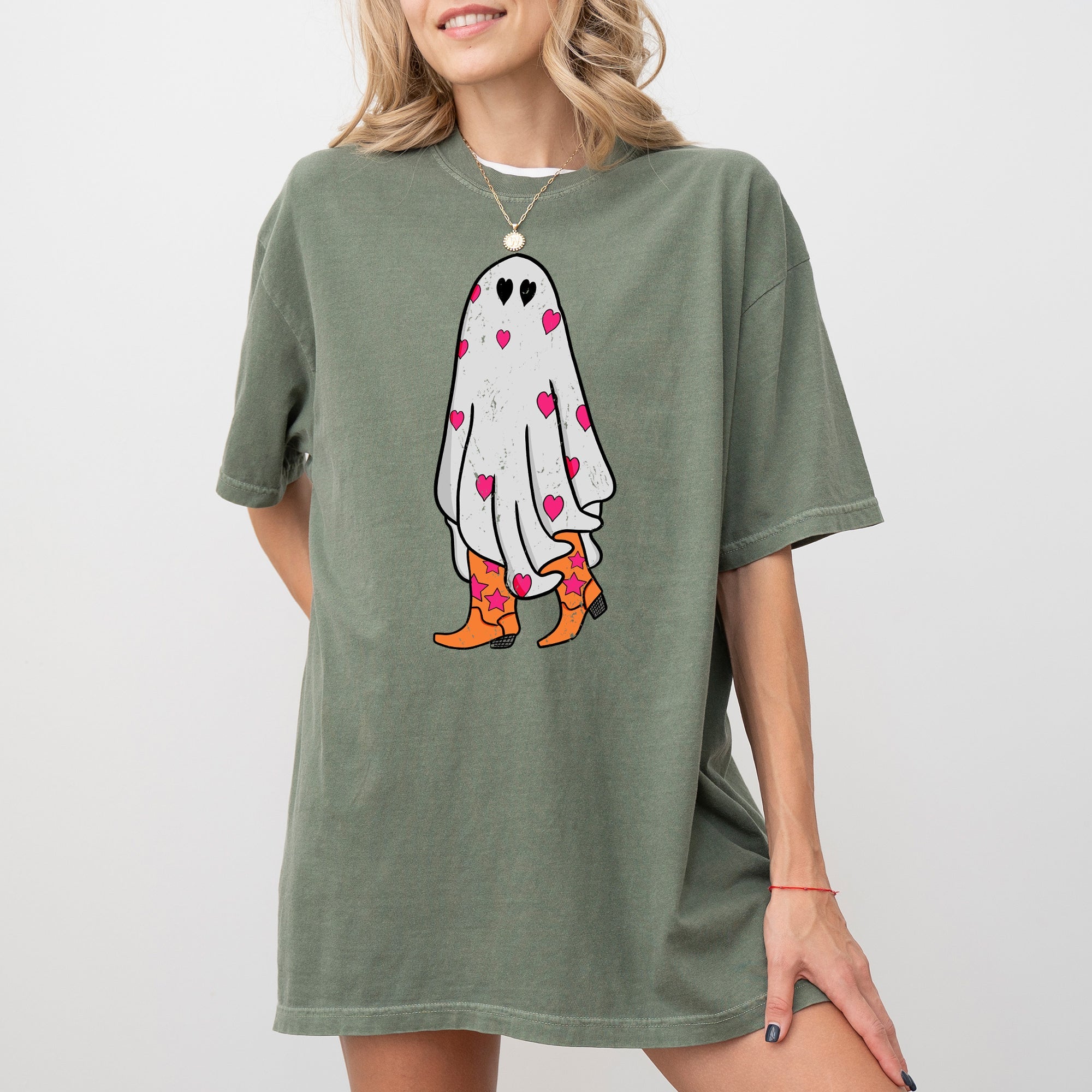 Cowgirl Ghost Western Skeleton Witch Skull Halloween Costume Graphic Comfort Colors Tee