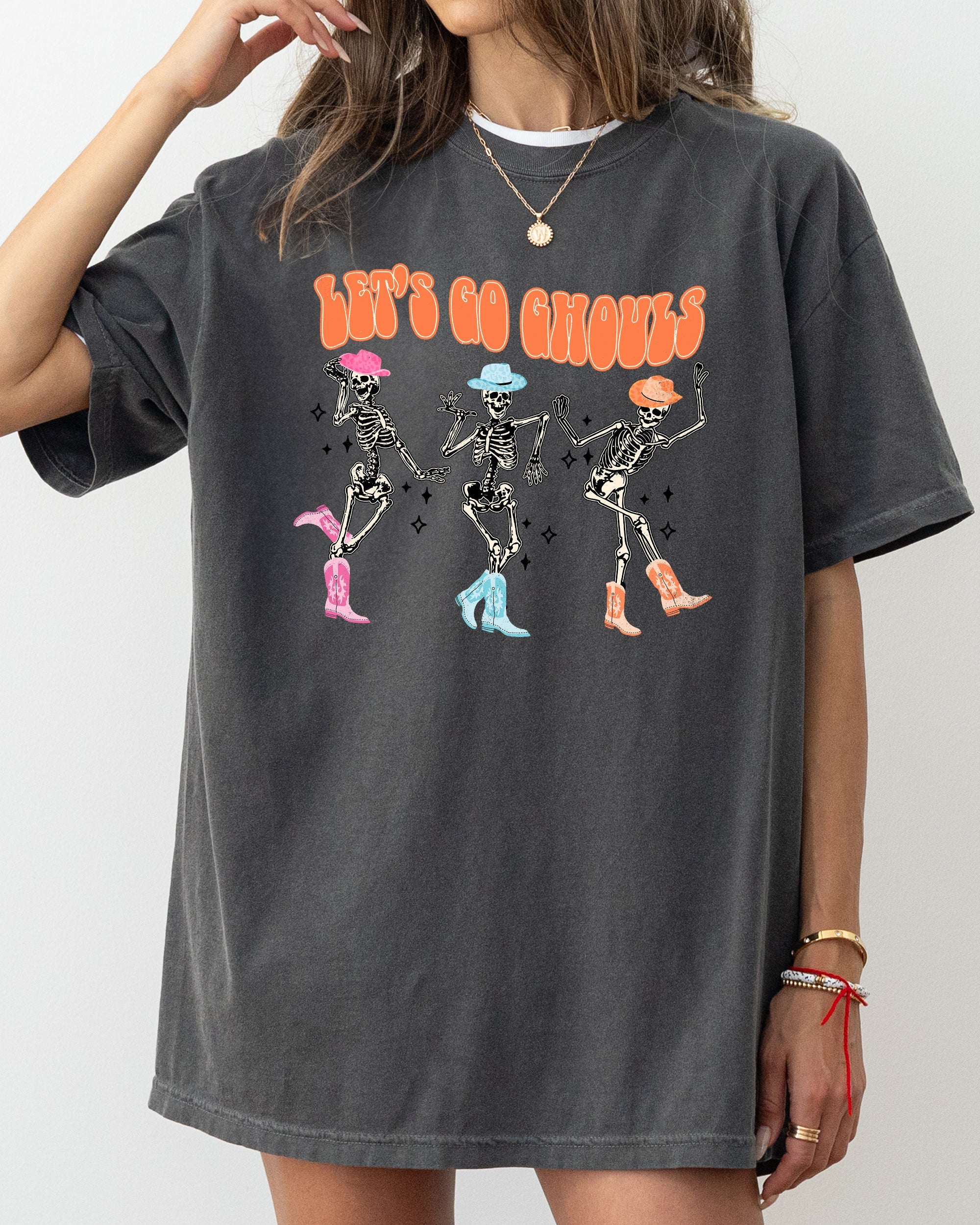 Let's Go Ghouls Ghost Western Skeleton Witch Skull Funny Spooky Halloween Costume Meme Comfort Colors Tee