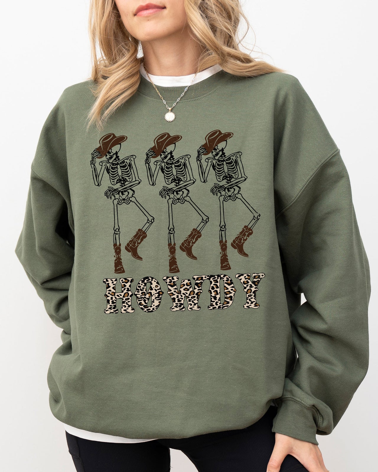 Howdy Cowboy Western Ghost Skeleton Witch Skull Meme Halloween Costume Sweatshirt