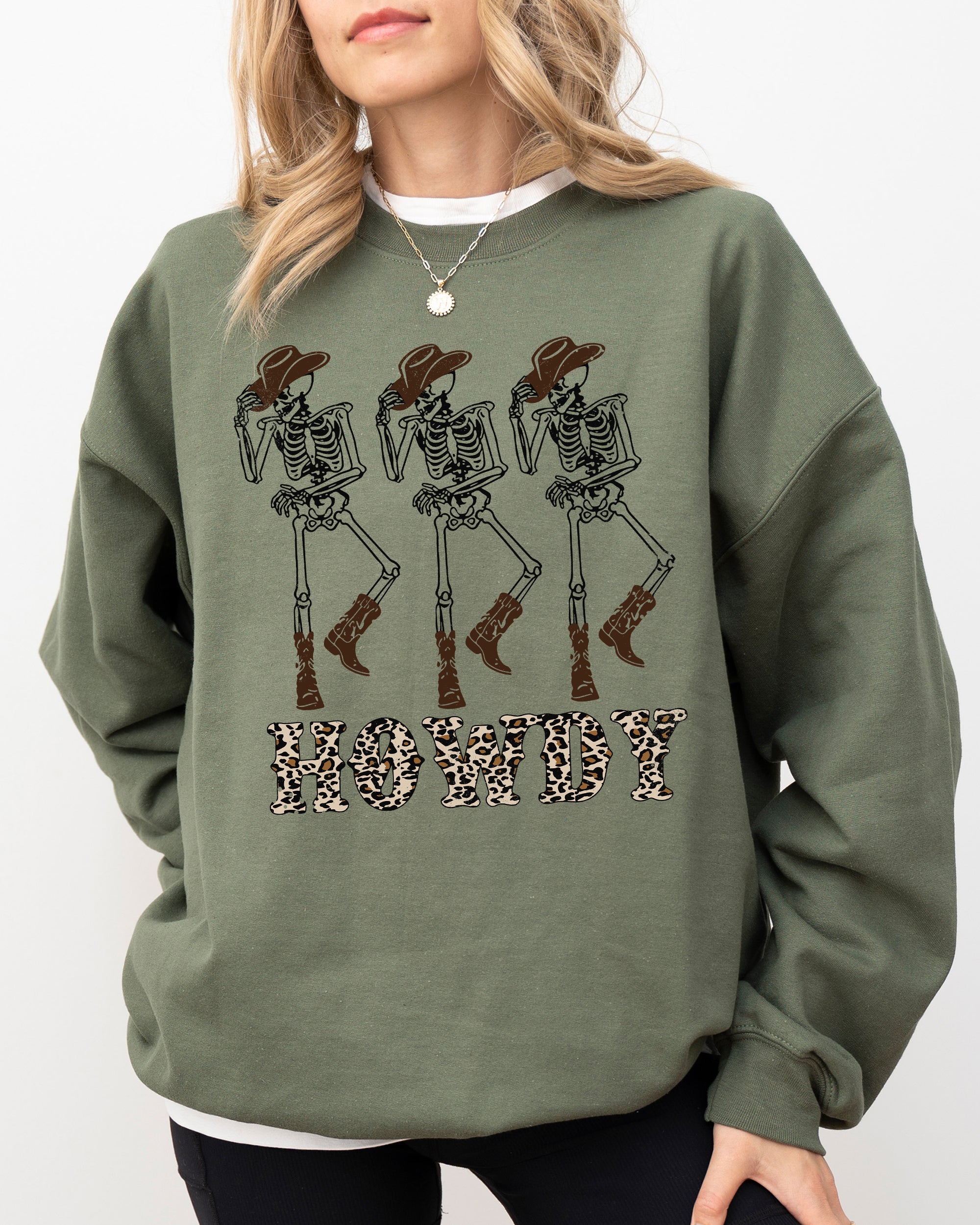 Howdy Cowboy Western Ghost Skeleton Witch Skull Meme Halloween Costume Sweatshirt