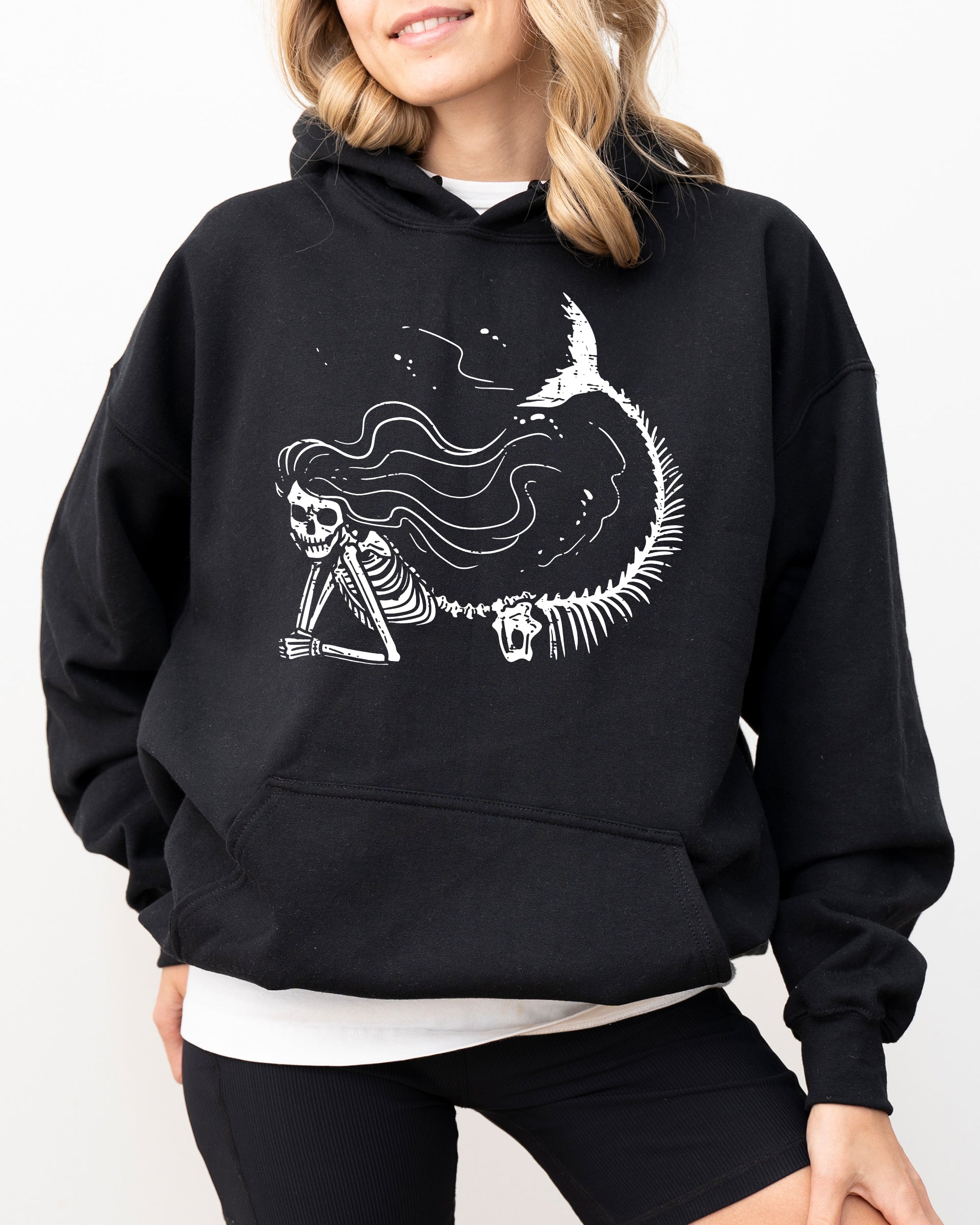 Mermaid Skeleton Ghost Witch Skull Halloween Costume Spooky Gothic Mystic Haunt Edition Hooded Sweatshirt
