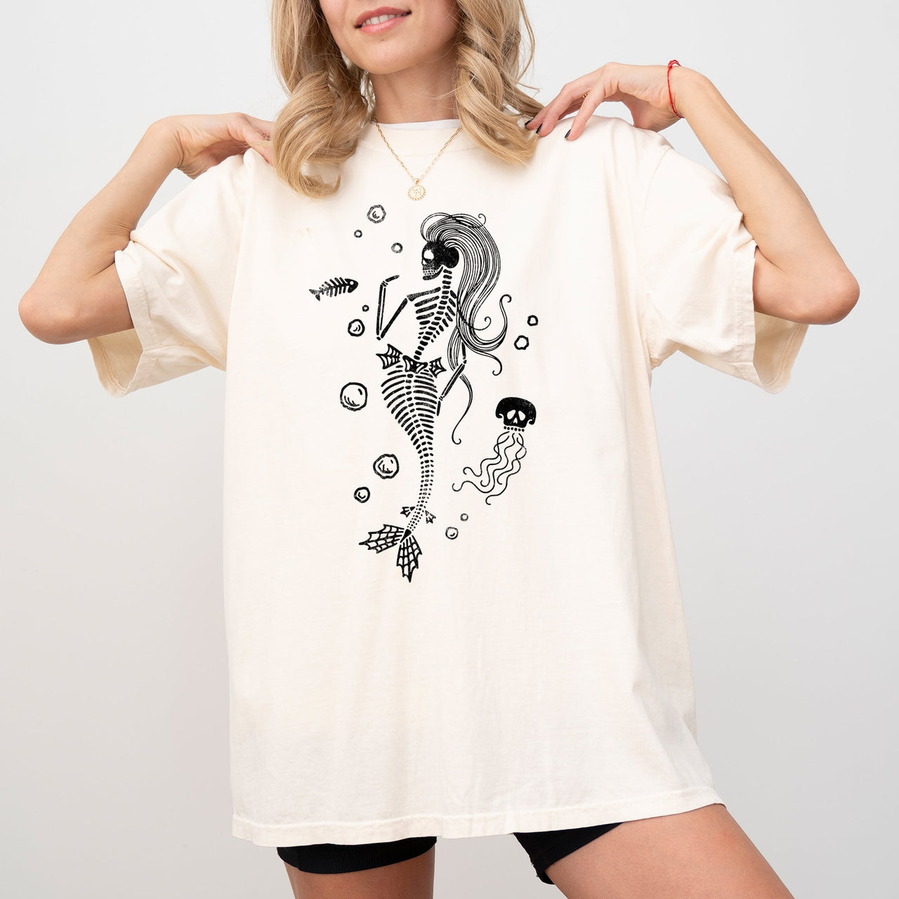 Skeleton Mermaid Ghost Witch Skull Halloween Meme Aesthetic Spooky Funny Costume Comfort Colors Tee