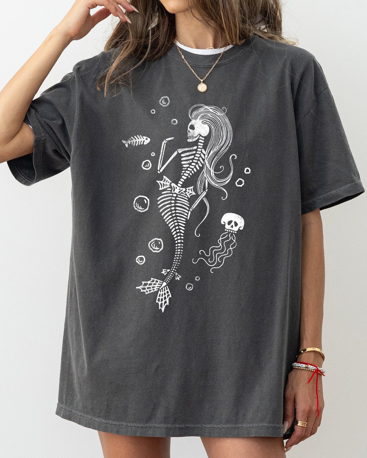 Skeleton Mermaid Ghost Witch Skull Halloween Meme Aesthetic Spooky Funny Costume Comfort Colors Tee