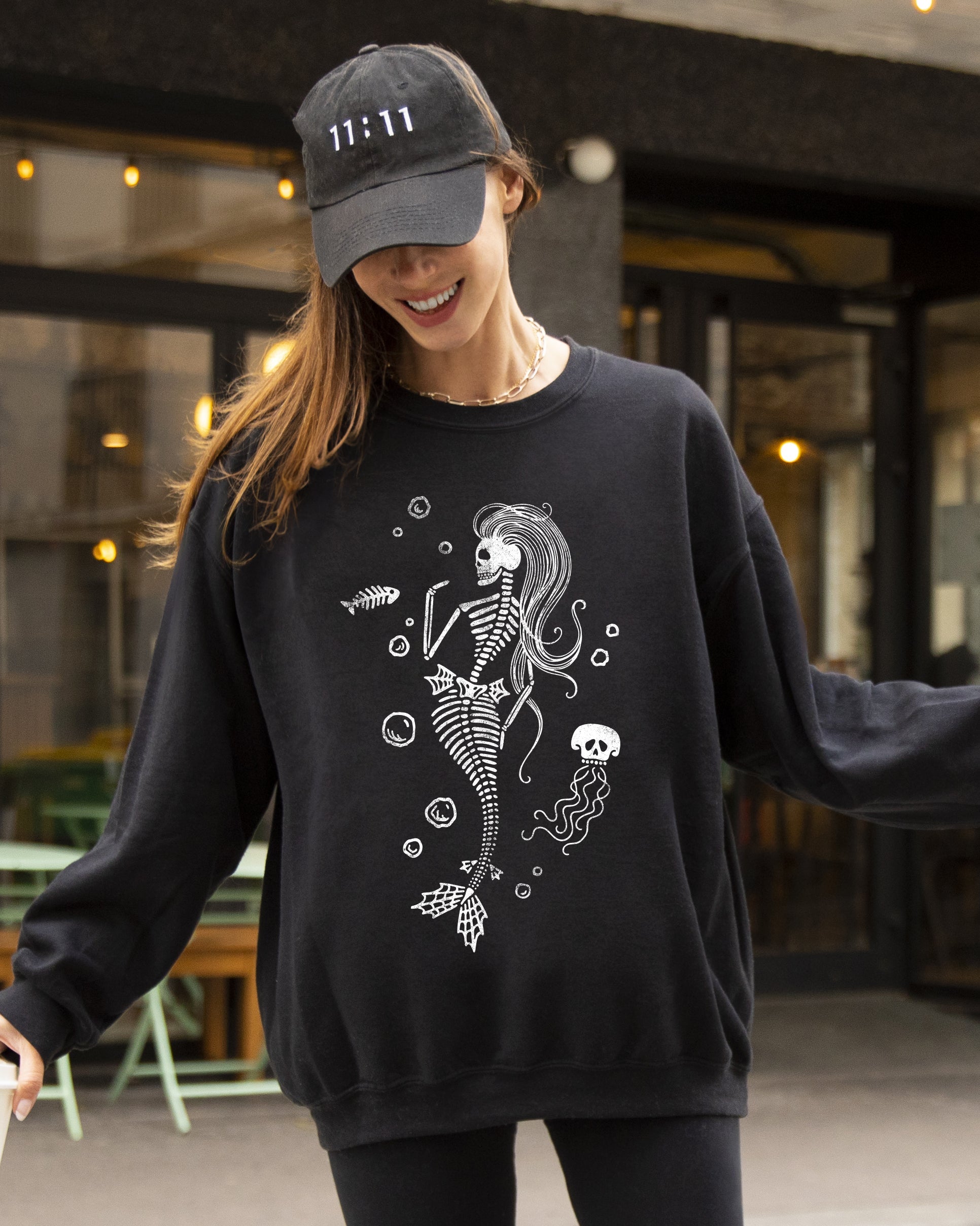 Skeleton Mermaid Ghost Witch Skull Spooky Halloween Costume Meme Graphic Sweatshirt