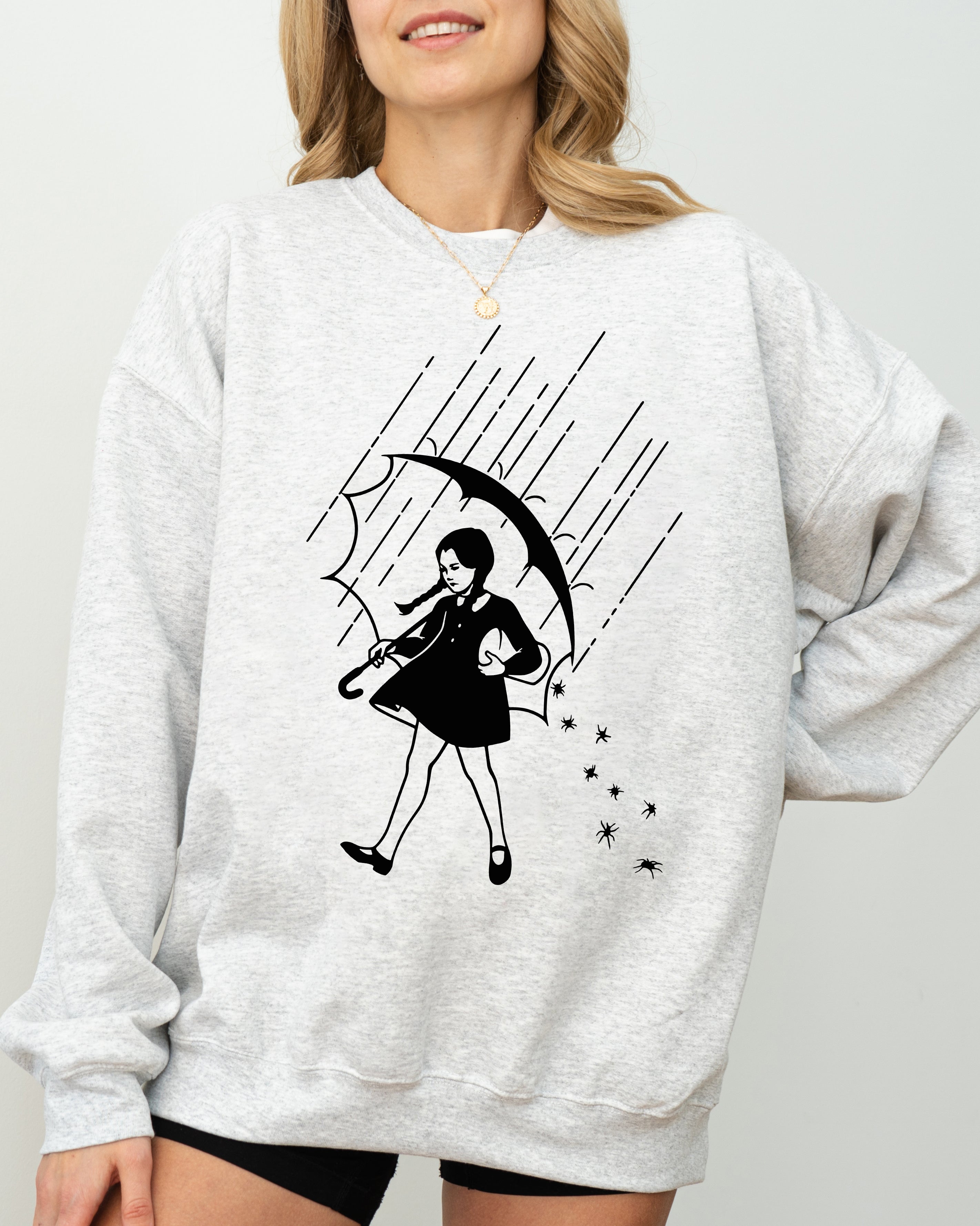 Wednesday Skeleton Ghost Witch Skull Meme Spooky Halloween Costume Graphic Sweatshirt