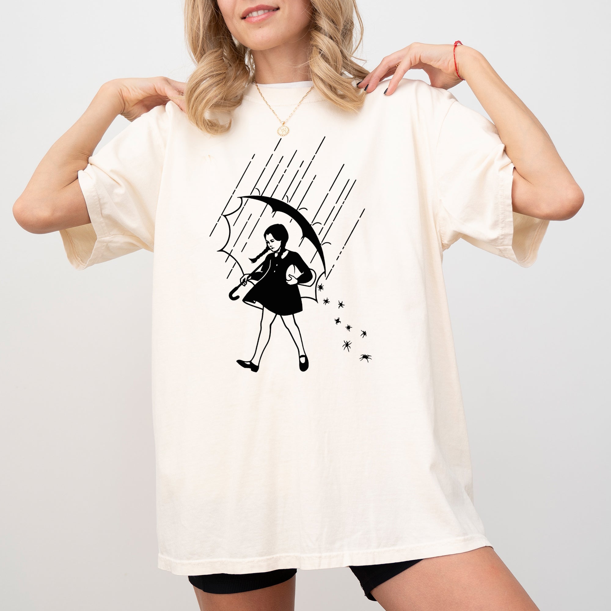 Wednesday Skeleton Ghost Witch Skull Spooky Aesthetic Meme Halloween Costume Comfort Colors Tee