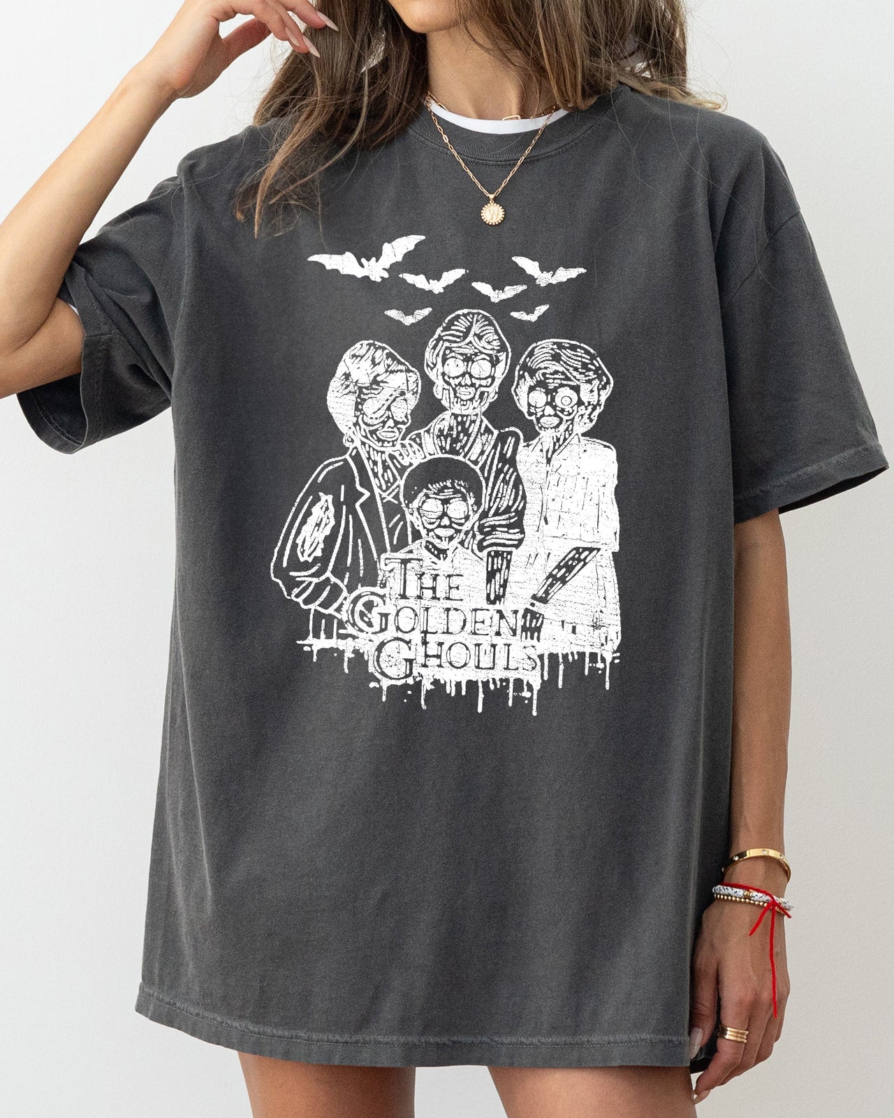 The Golden Ghouls Horror Movie Skeleton Ghost Witch Skull Meme Halloween Costume Comfort Colors Tee