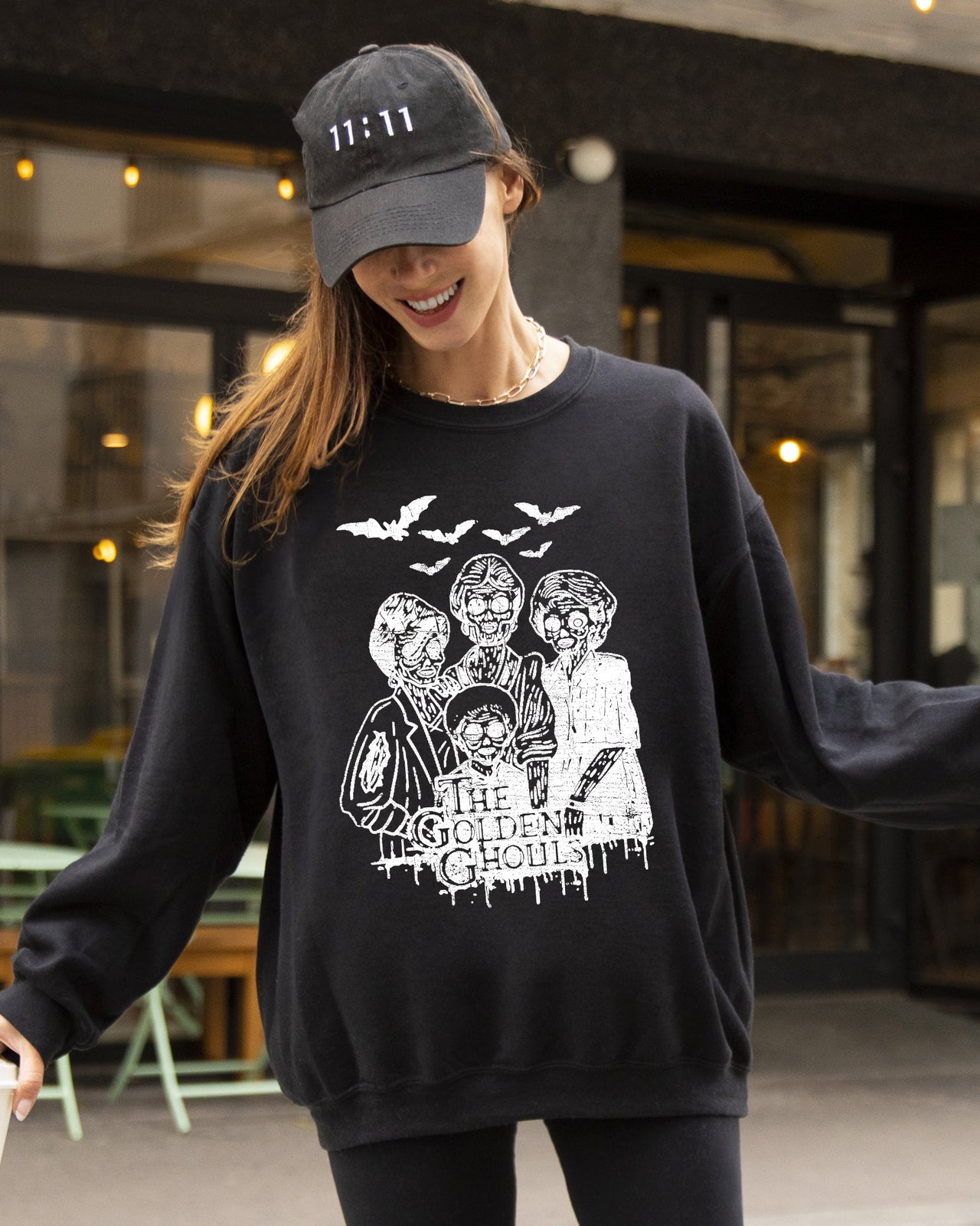 The Golden Ghouls Horror Movie Skeleton Ghost Witch Skull Meme Spooky Halloween Sweatshirt