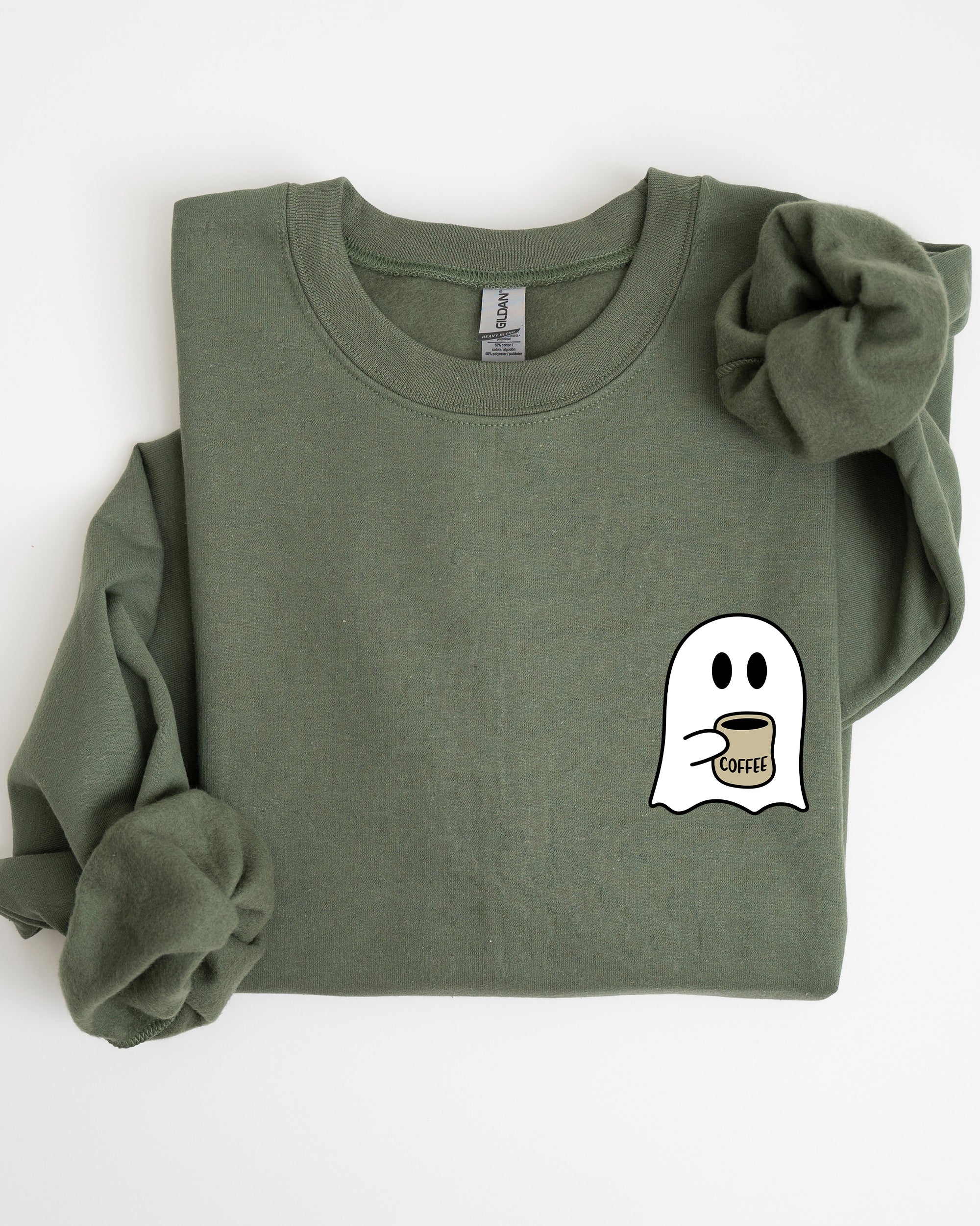 Ghost Coffee Lover Pocket Skeleton Witch Skull Meme Aesthetic Halloween Costume Sweatshirt