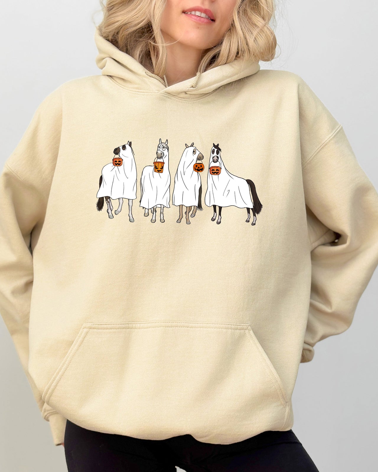 Horse Ghost Farm Skeleton Witch Skull Meme Aesthetic Spooky Halloween Costume Epic Hoodie