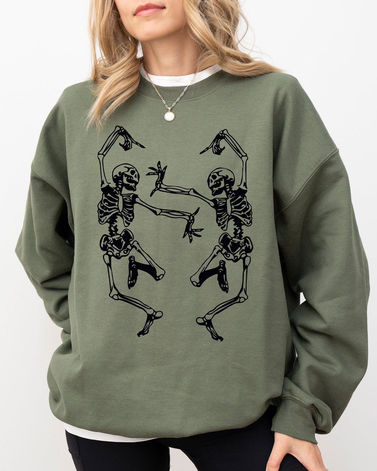 Dancing Skeletons Ghost Witch Skull Spooky Halloween Costume Party Edition Sweatshirt