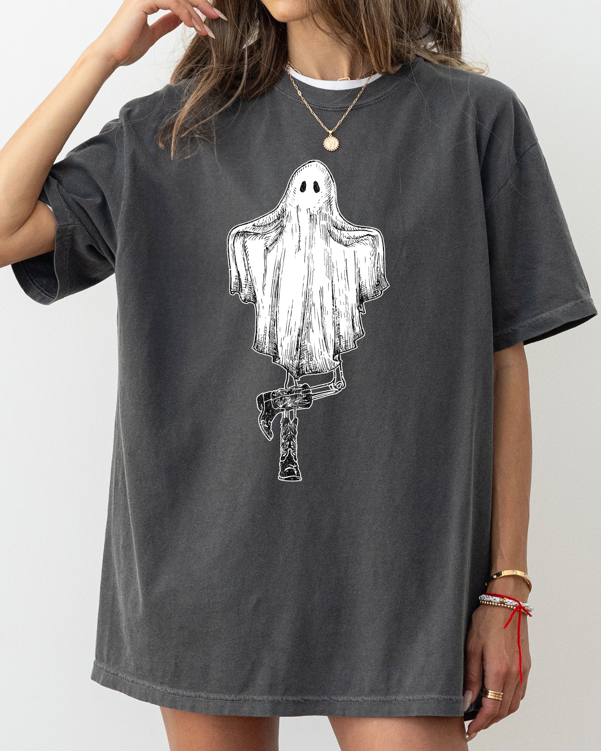 Western Ghost Cowboy Skeleton Witch Skull Spooky Meme Halloween Costume Comfort Colors Tee