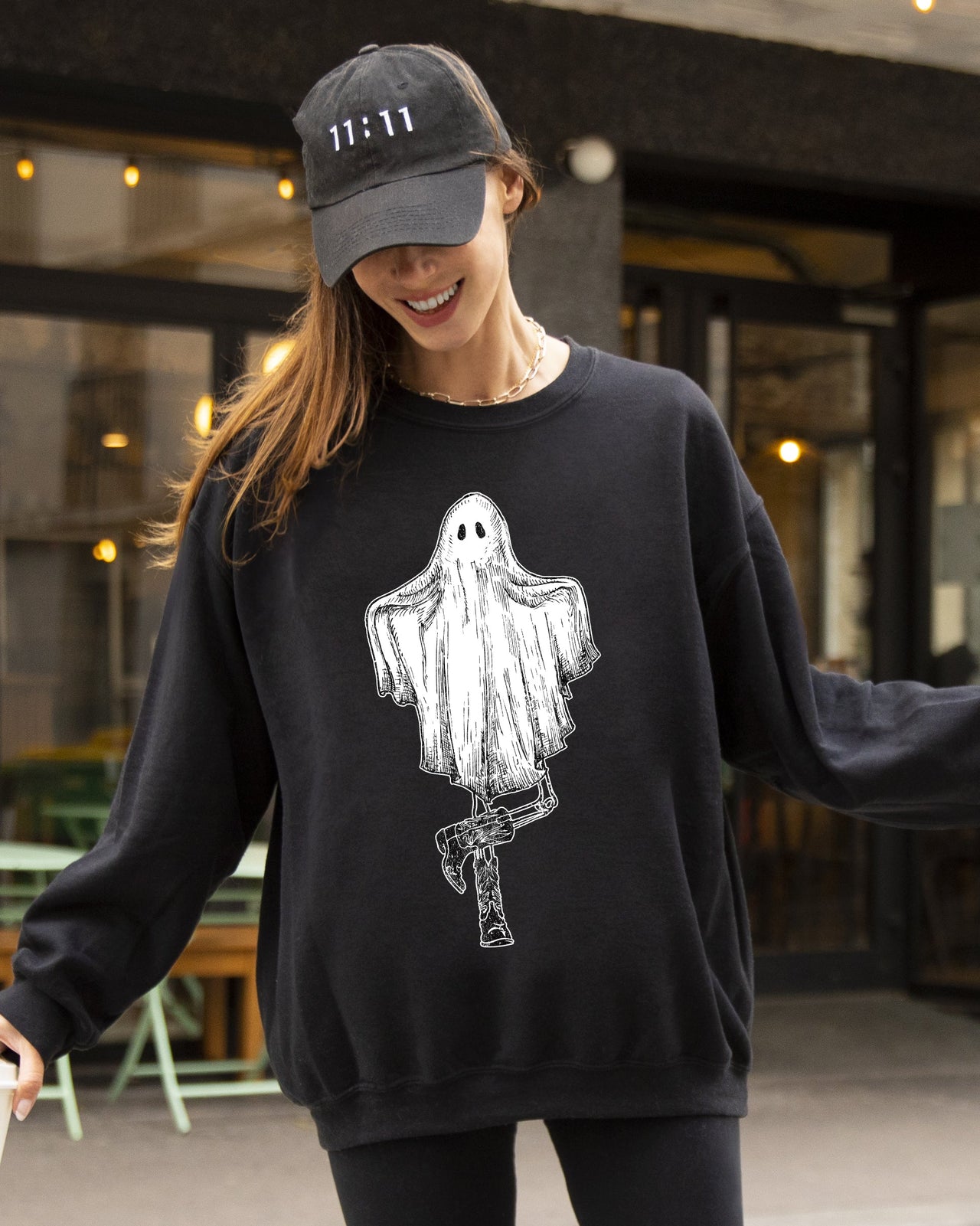Western Ghost Cowboy Skeleton Witch Skull Spooky Aesthetic Meme Halloween Sweatshirt