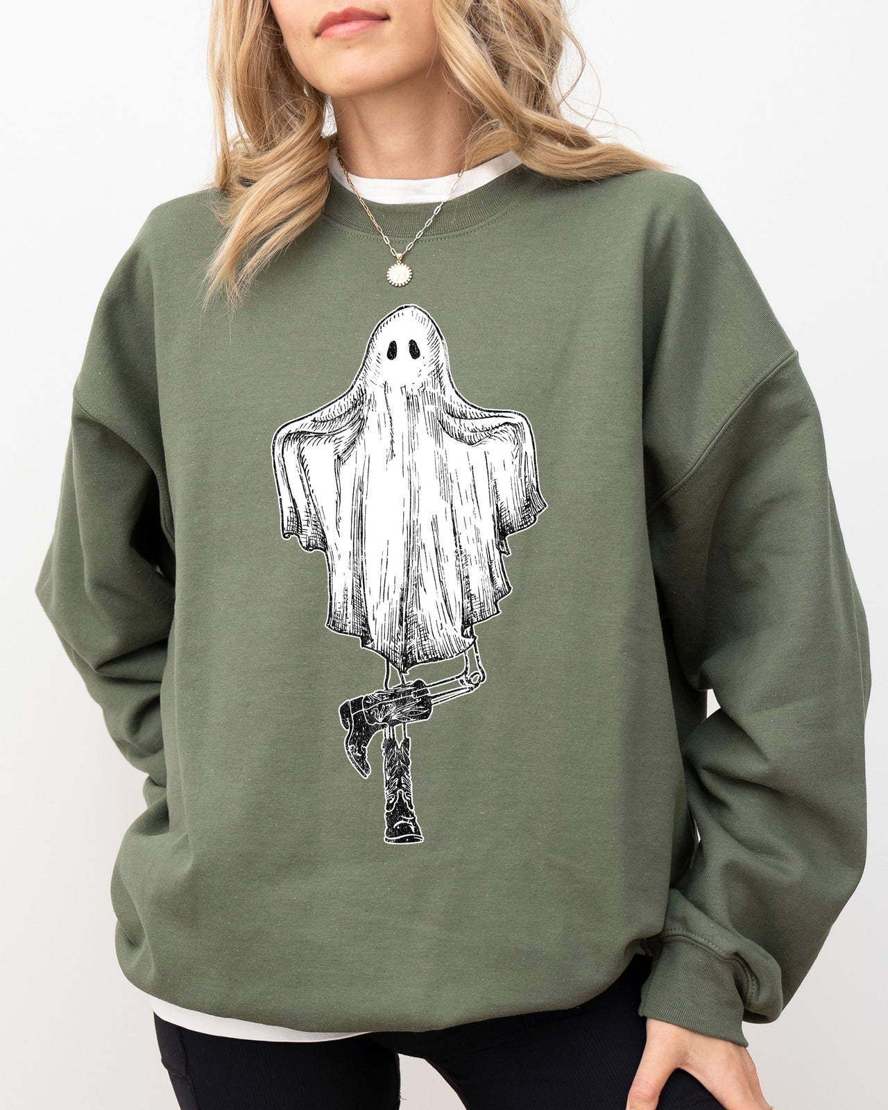 Western Ghost Cowboy Skeleton Witch Skull Spooky Aesthetic Meme Halloween Sweatshirt