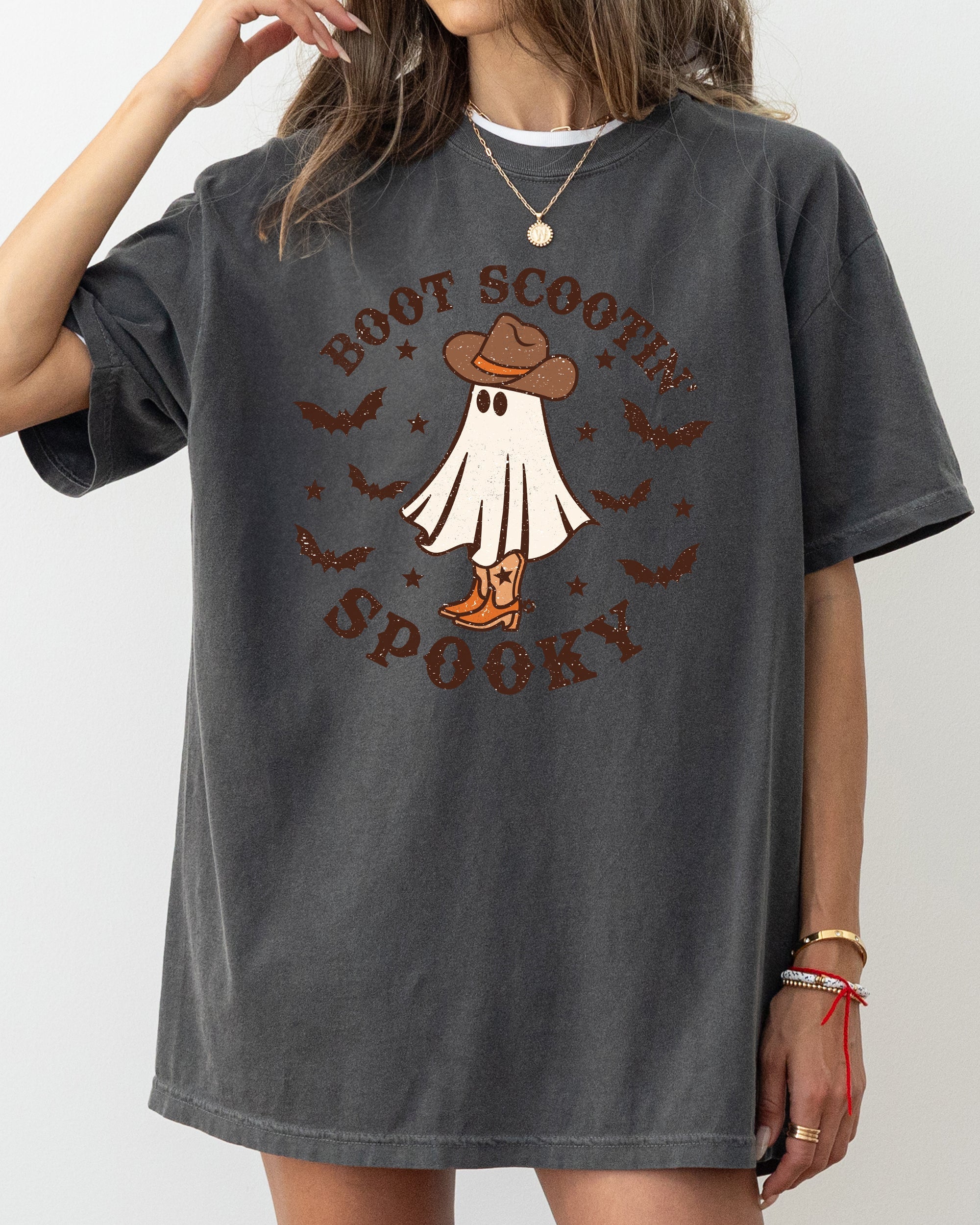 Boot Scootin' Spooky Skeleton Witch Skull Meme Halloween Costume Comfort Colors Tee