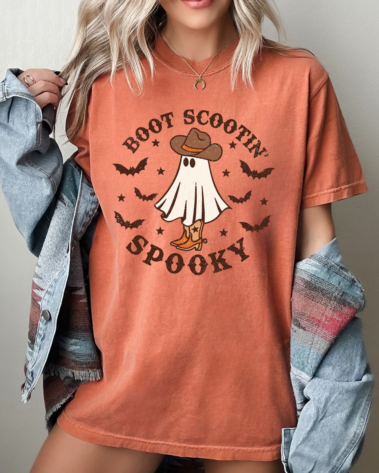 Boot Scootin' Spooky Skeleton Witch Skull Meme Halloween Costume Comfort Colors Tee