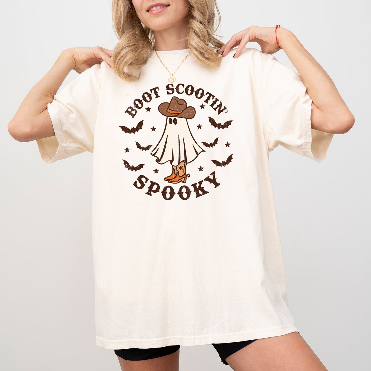 Boot Scootin' Spooky Skeleton Witch Skull Meme Halloween Costume Comfort Colors Tee