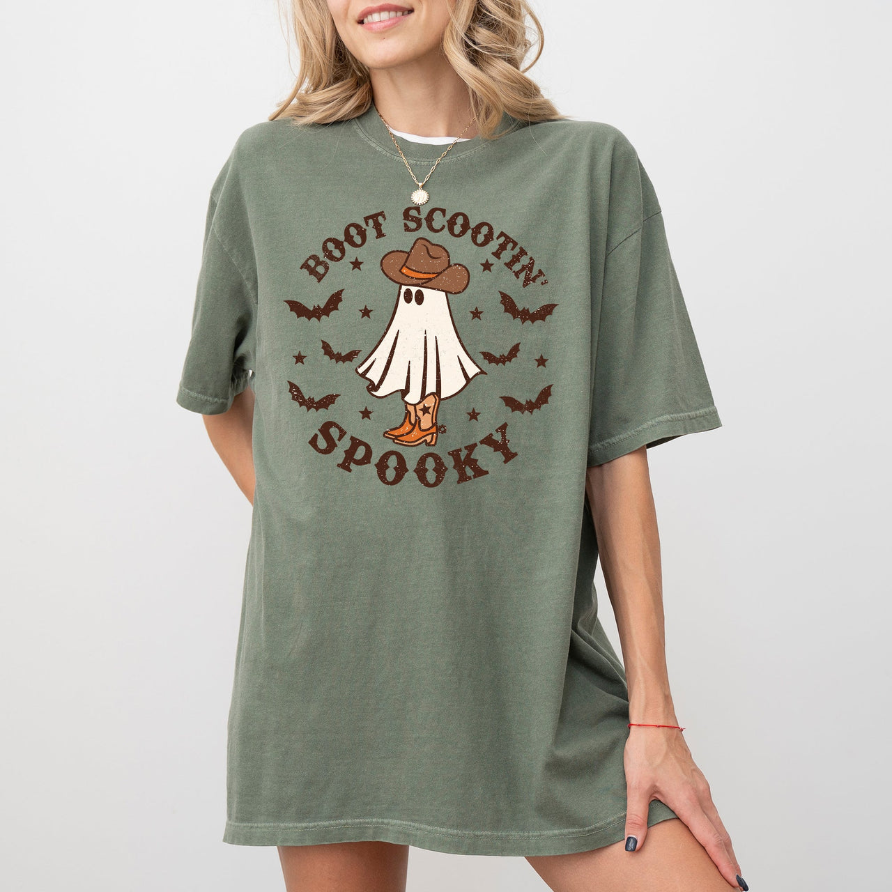 Boot Scootin' Spooky Skeleton Witch Skull Meme Halloween Costume Comfort Colors Tee