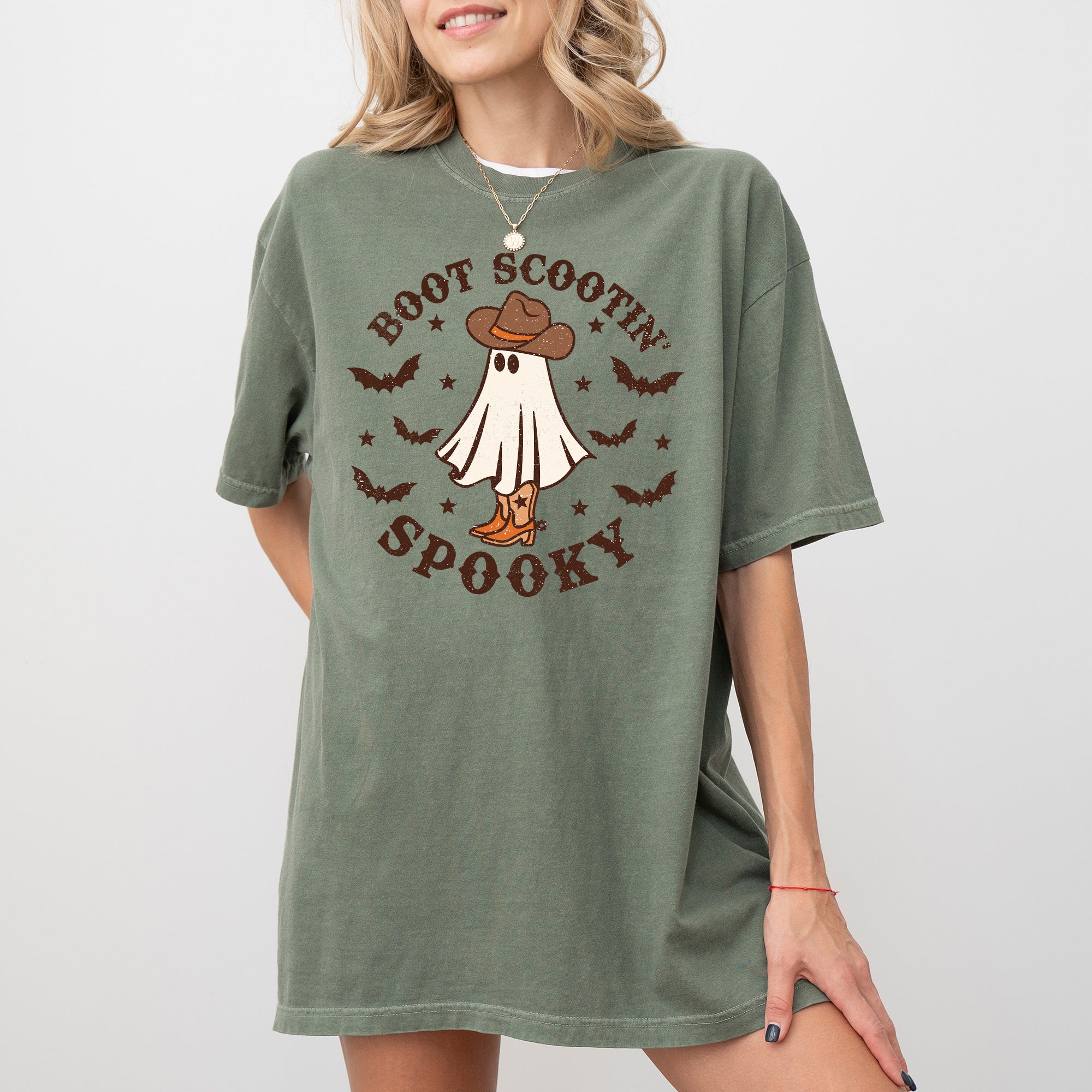 Boot Scootin' Spooky Skeleton Witch Skull Meme Halloween Costume Comfort Colors Tee
