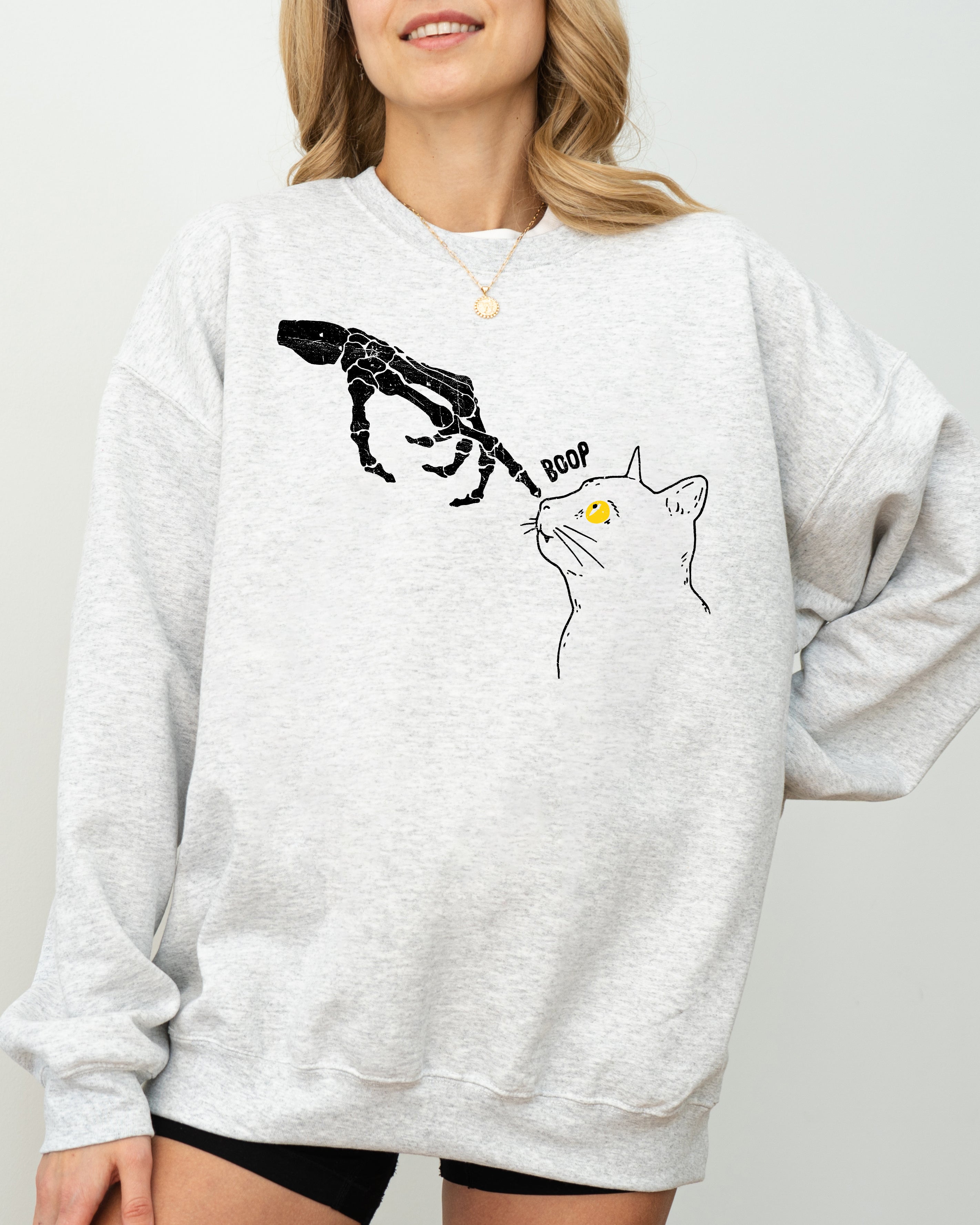 Boop Cat Skeleton Ghost Witch Skull Spooky Halloween Costume Collection Sweatshirt