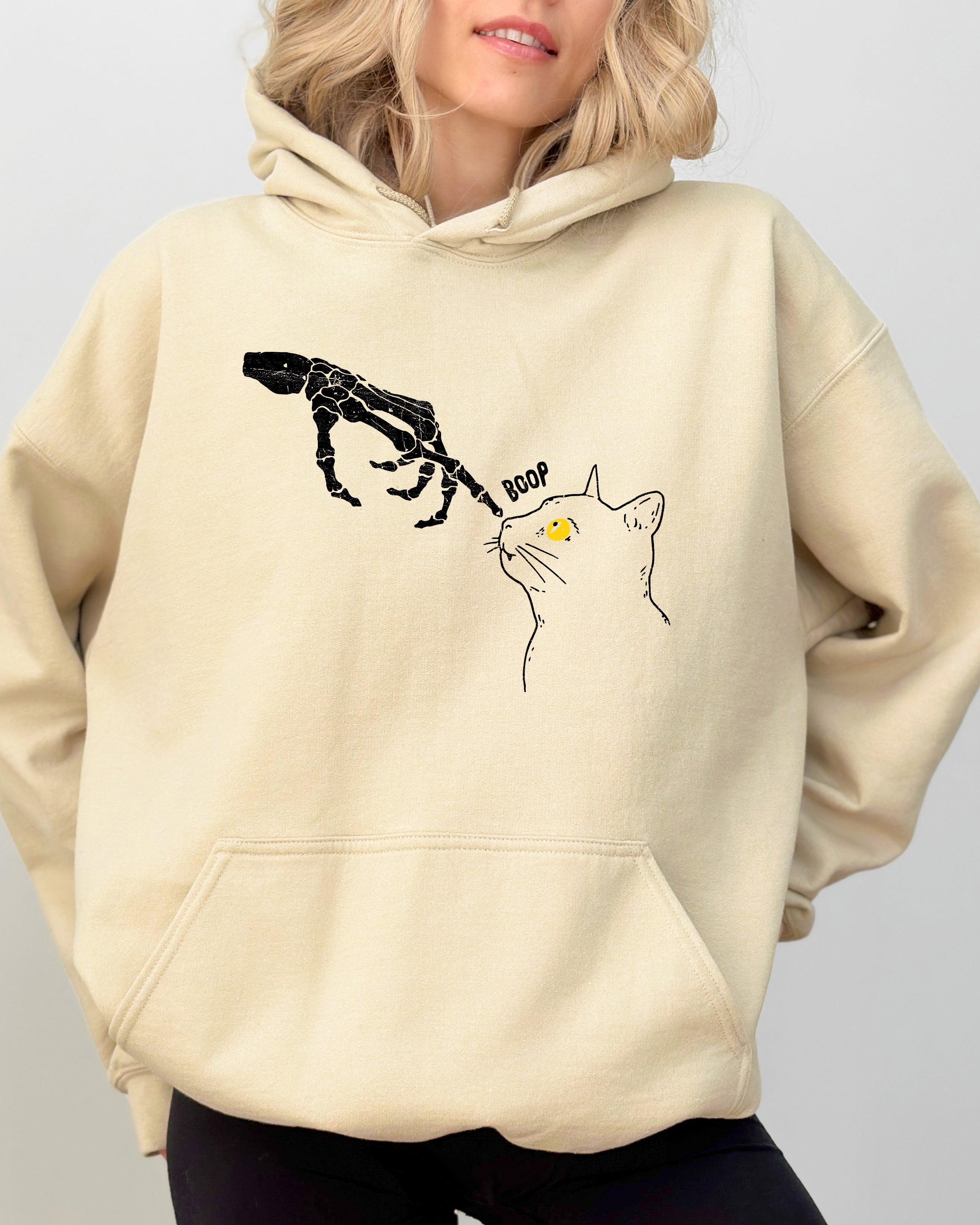 Boop Cat Skeleton Ghost Witch Skull Spooky Meme Halloween Costume Party Night Hoodie