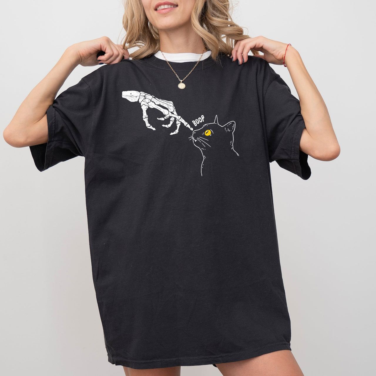 Boop Cat Skeleton Ghost Witch Skull Aesthetic Halloween Meme Spooky Comfort Colors Tee