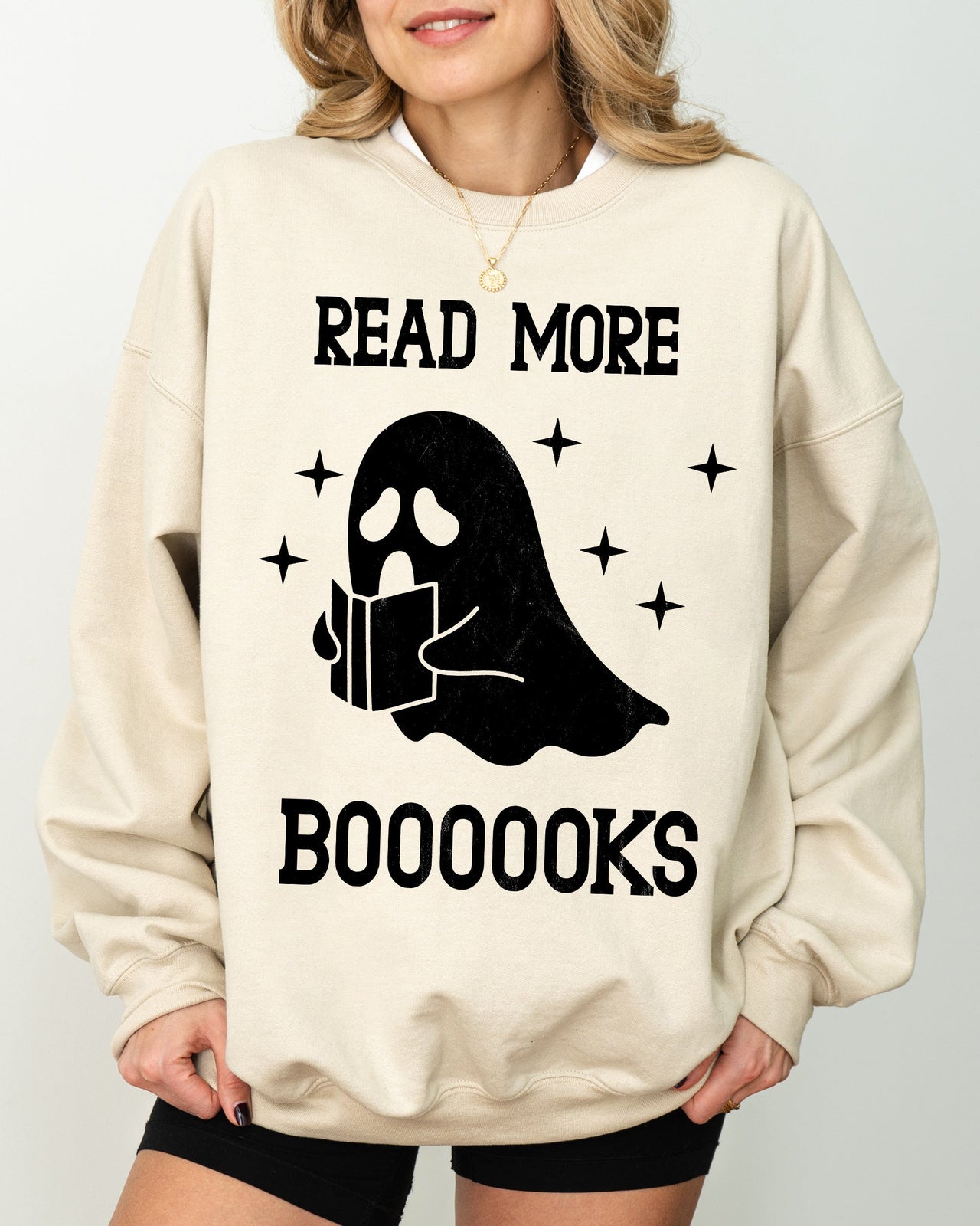 Read More Books Ghost Skeleton Witch Skull Spooky Meme Halloween Costume Sweatshirt
