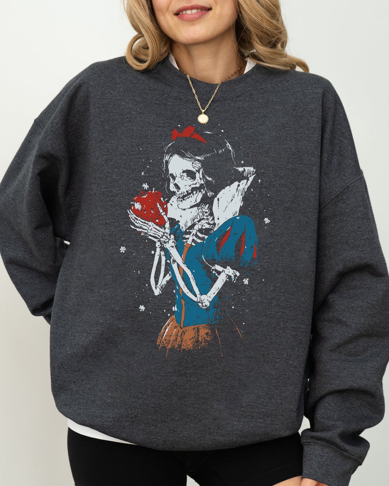 Snow White Skeleton Princess Witch Skull Spooky Aesthetic Meme Halloween Sweatshirt