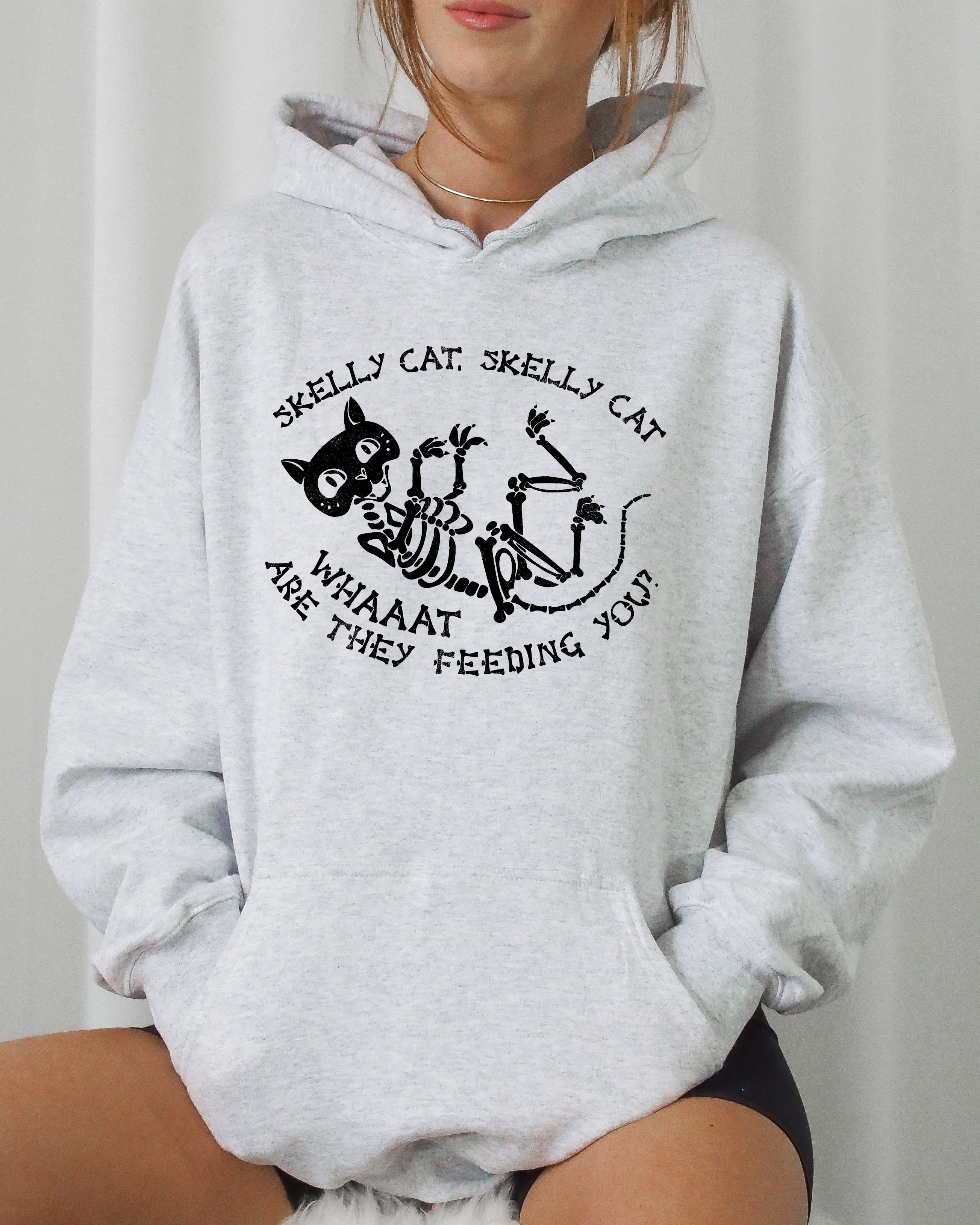 Skelly Cat Skeleton Ghost Witch Skull Spooky Meme Halloween Costume Edition Hoodie