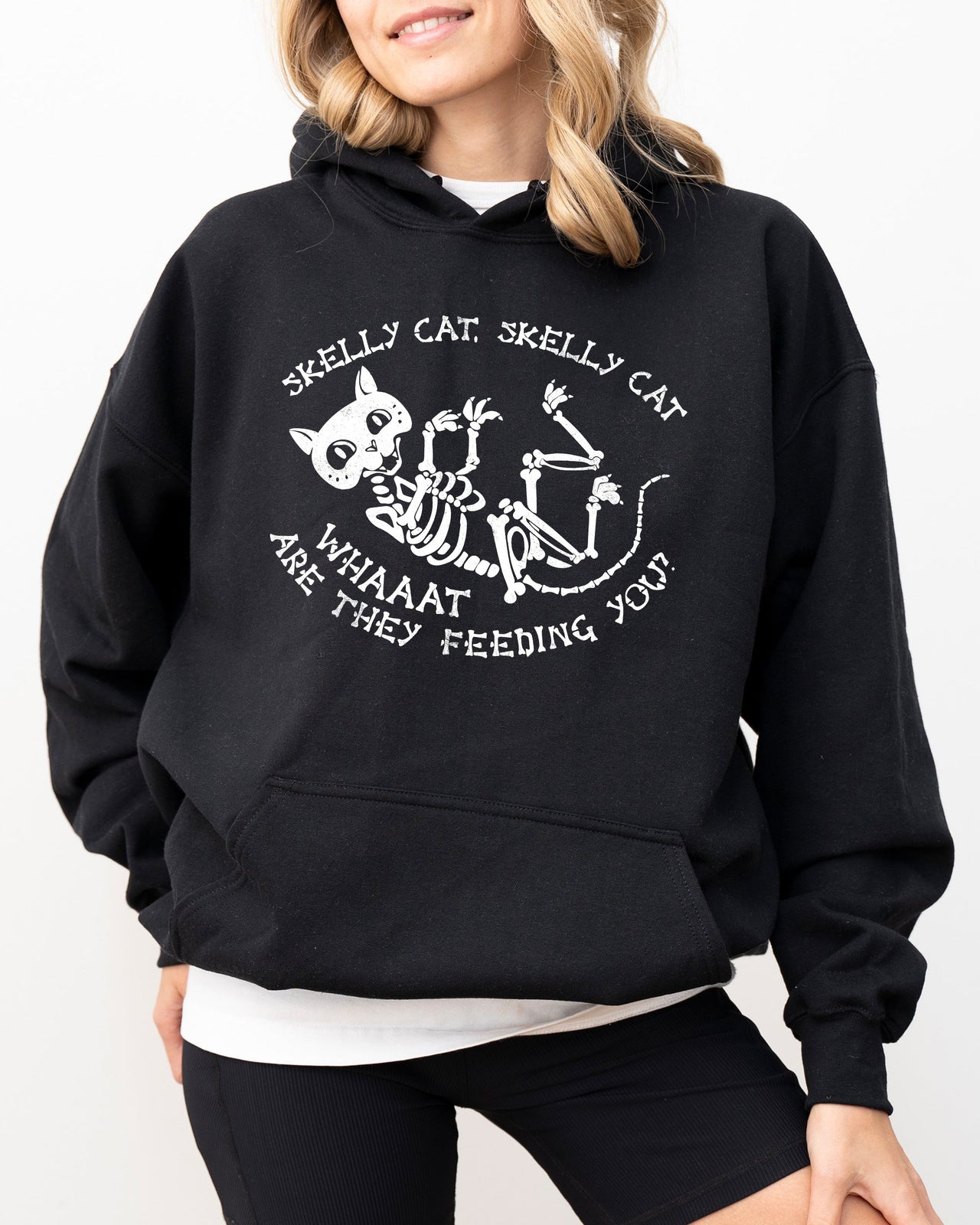 Skelly Cat Skeleton Ghost Witch Skull Spooky Meme Halloween Costume Edition Hoodie