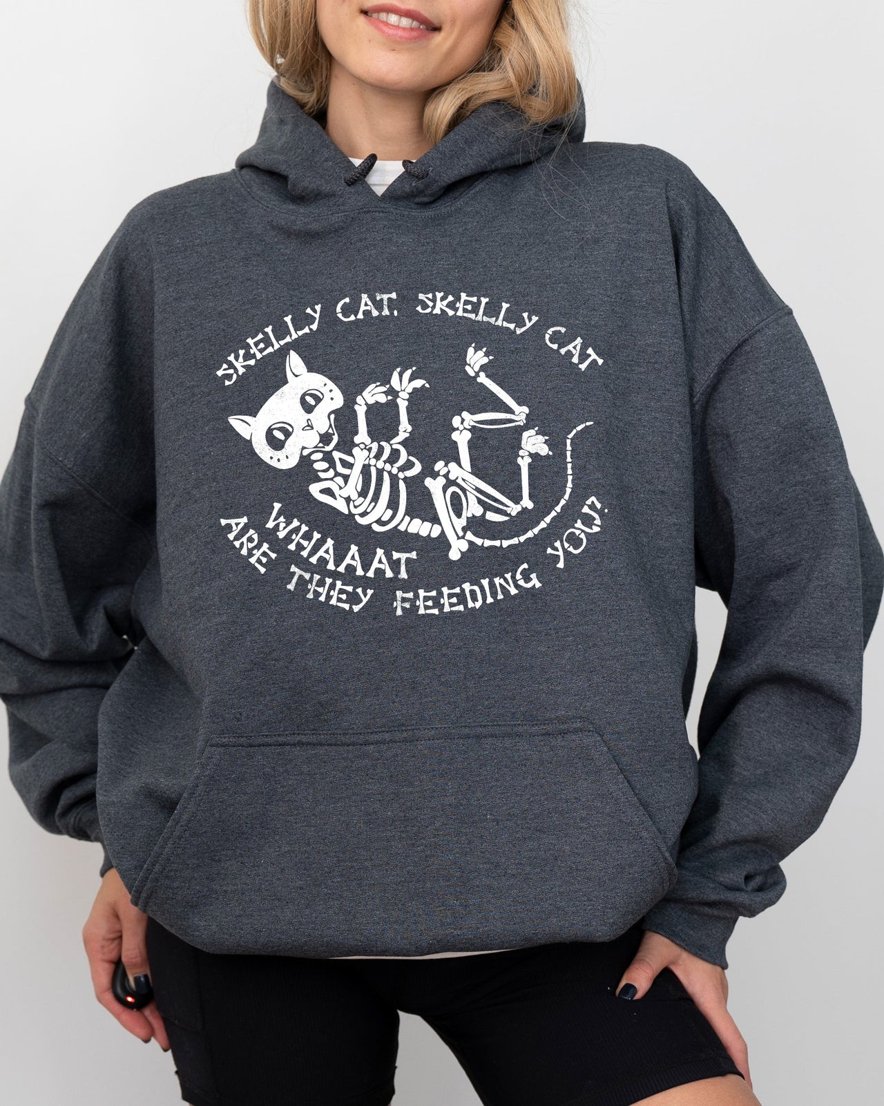 Skelly Cat Skeleton Ghost Witch Skull Spooky Meme Halloween Costume Edition Hoodie