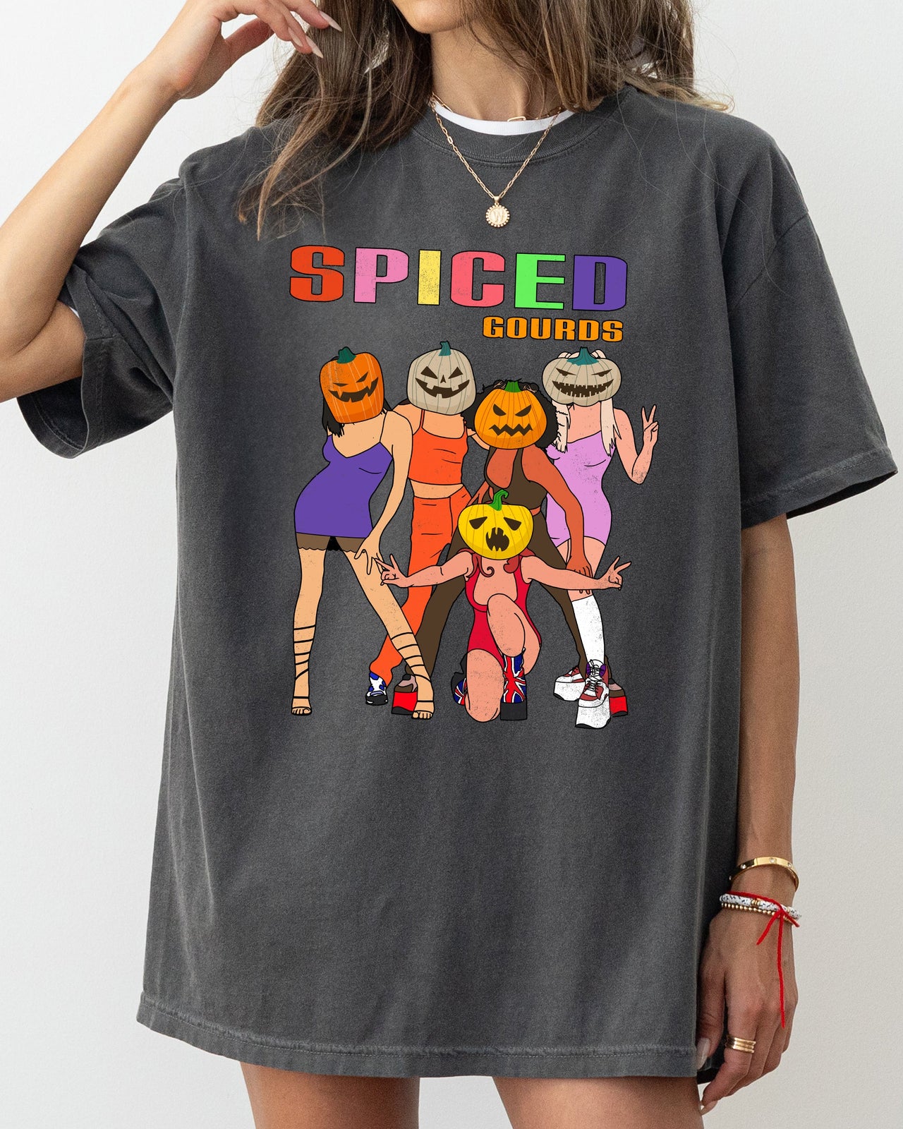 Spiced Gourds Skeleton Ghost Witch Skull Spooky Halloween Costume Comfort Colors Tee