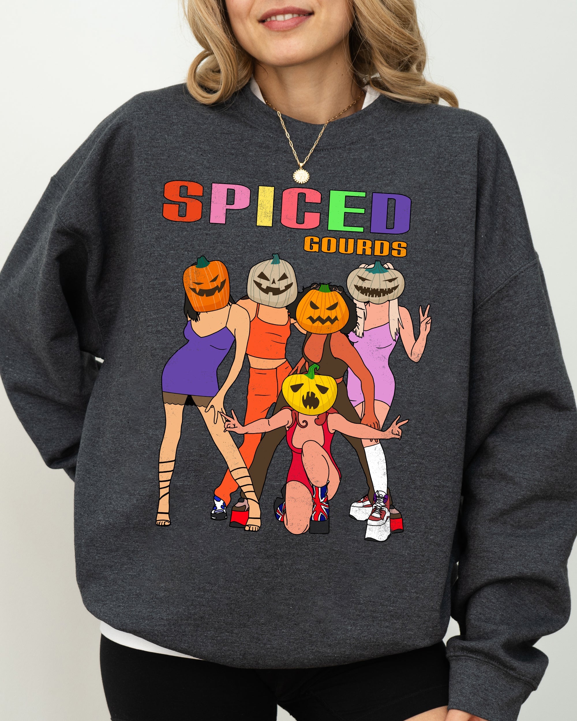 Spiced Gourds Skeleton Ghost Witch Skull Spooky Aesthetic Halloween Costume Sweatshirt