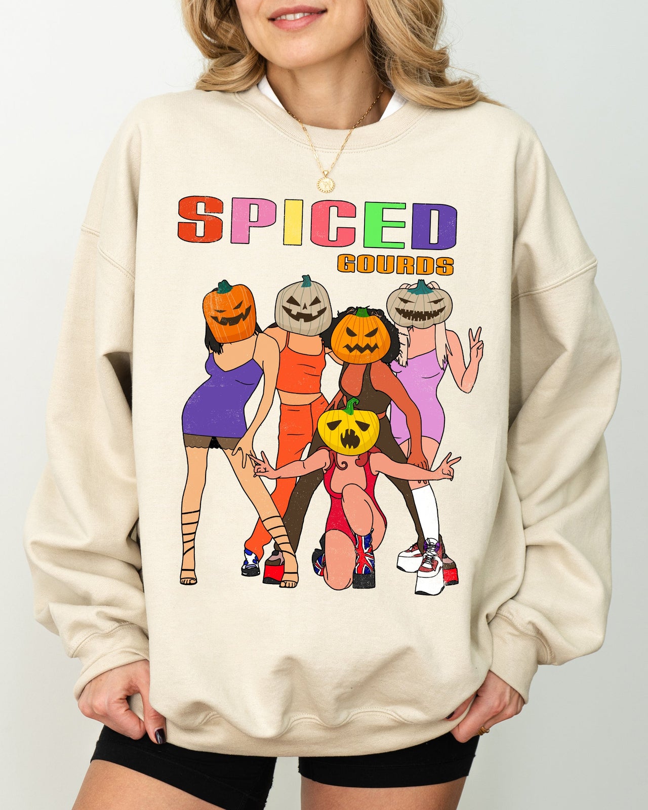 Spiced Gourds Skeleton Ghost Witch Skull Spooky Aesthetic Halloween Costume Sweatshirt